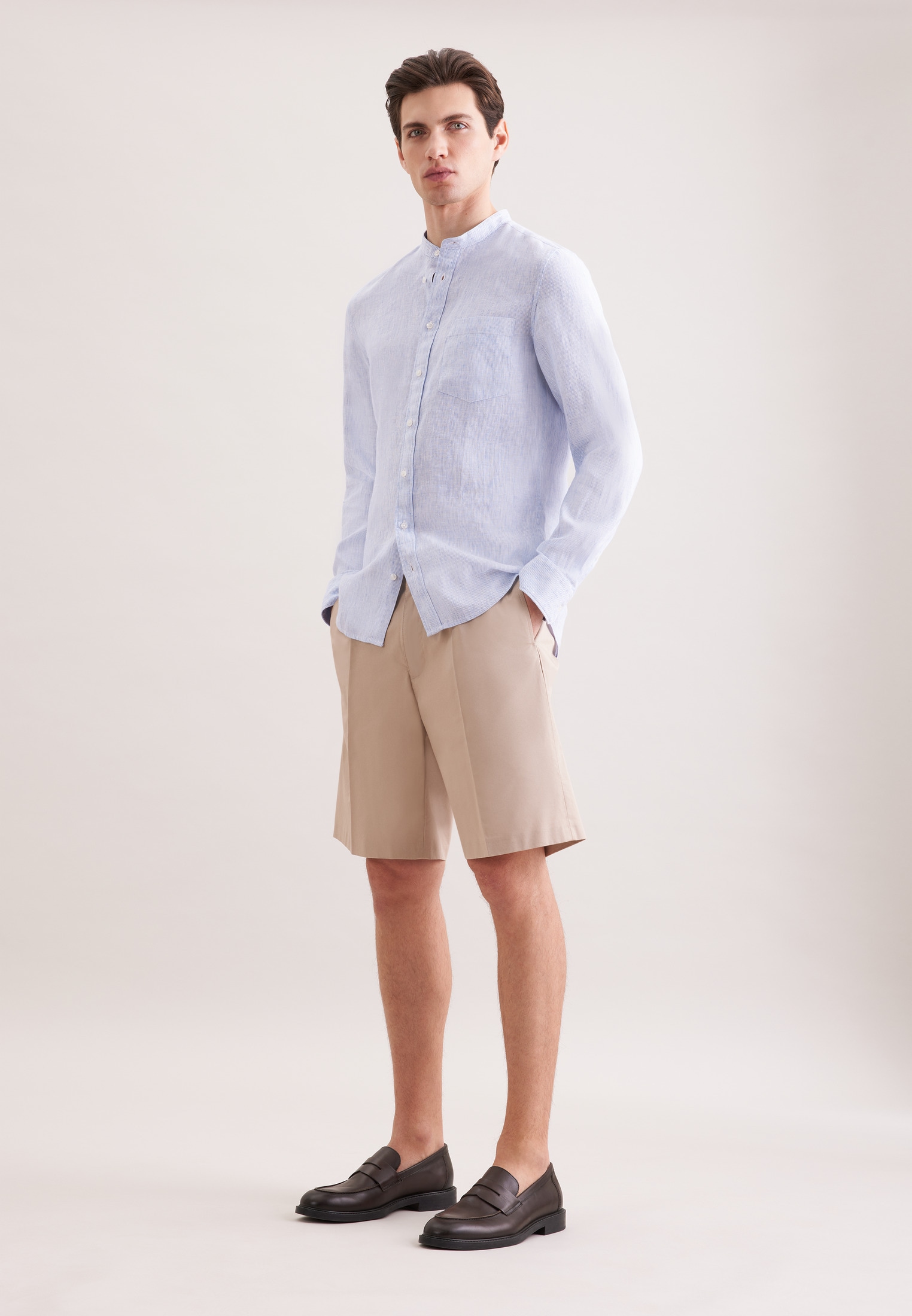 seidensticker Leinenhemd »Schwarze Rose« Slim 1/1 Stehkragen Gestreift