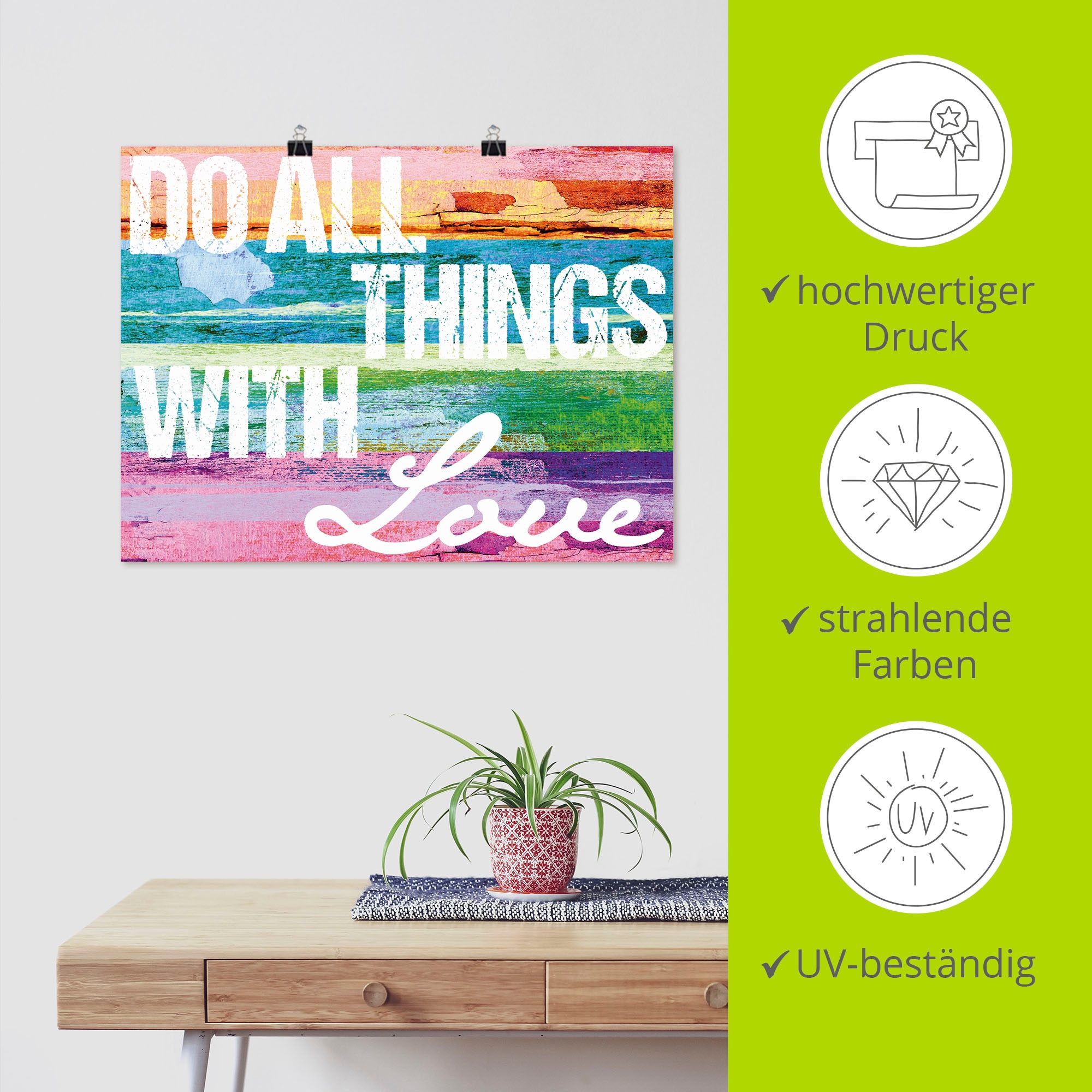 Artland Wandbild »Tu alles mit Liebe« Sprüche & Texte 1 Stk. tlg. als Leinwandbild, Poster in verschied. Größen