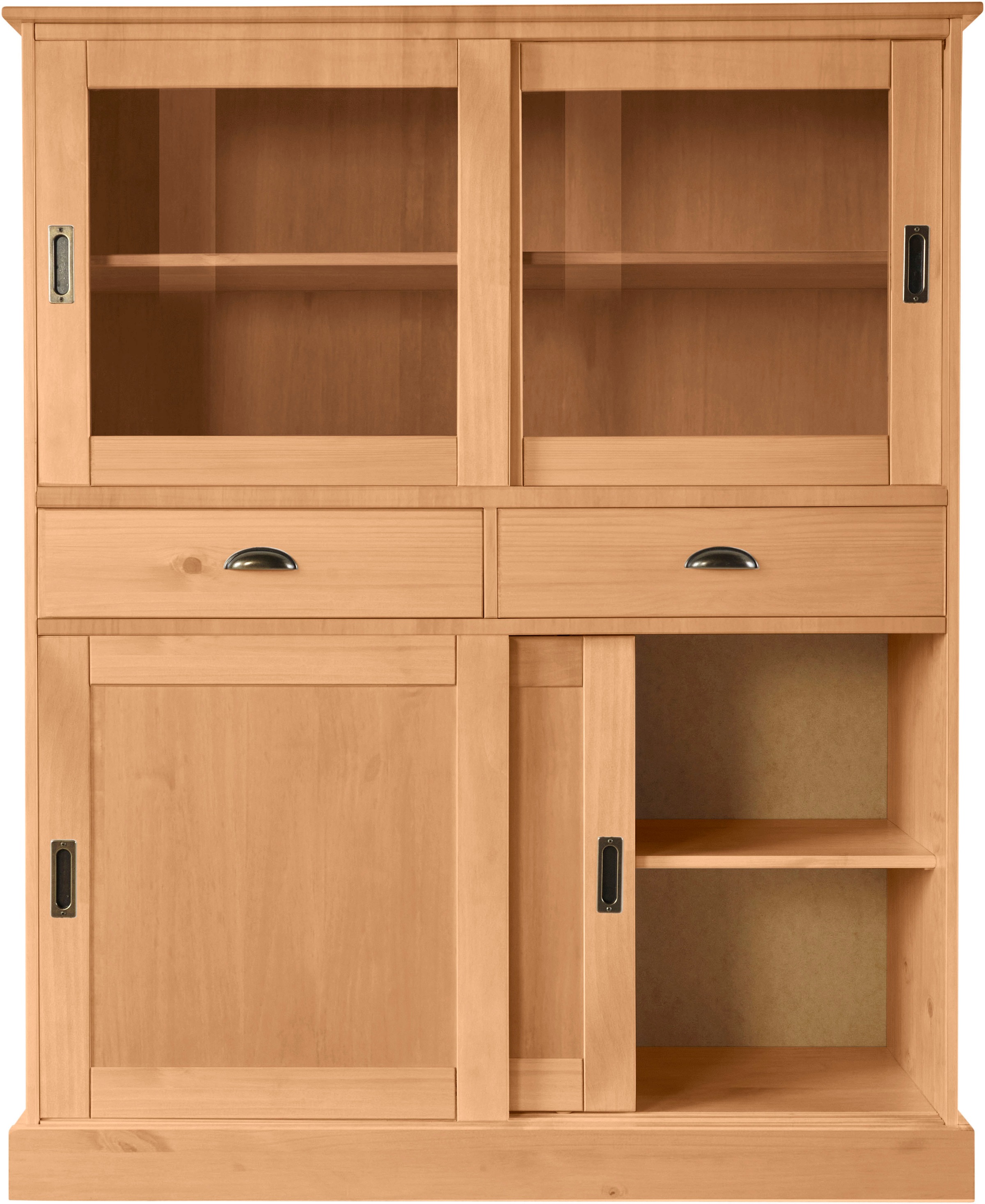 Home affaire Highboard »Schröder«, Vitrine aus massivem Kiefernholz, Breite 114 cm