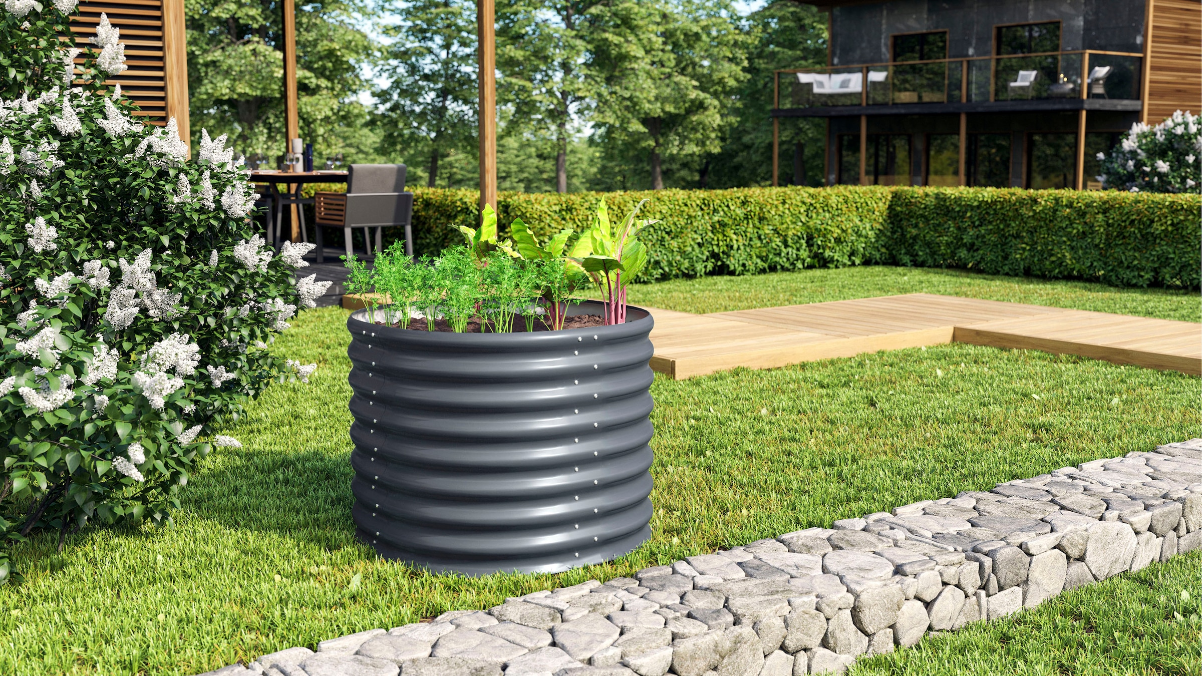 Vitavia Hochbeet »Terra Rund 630«, BxTxH: 82x82x63 cm, granit