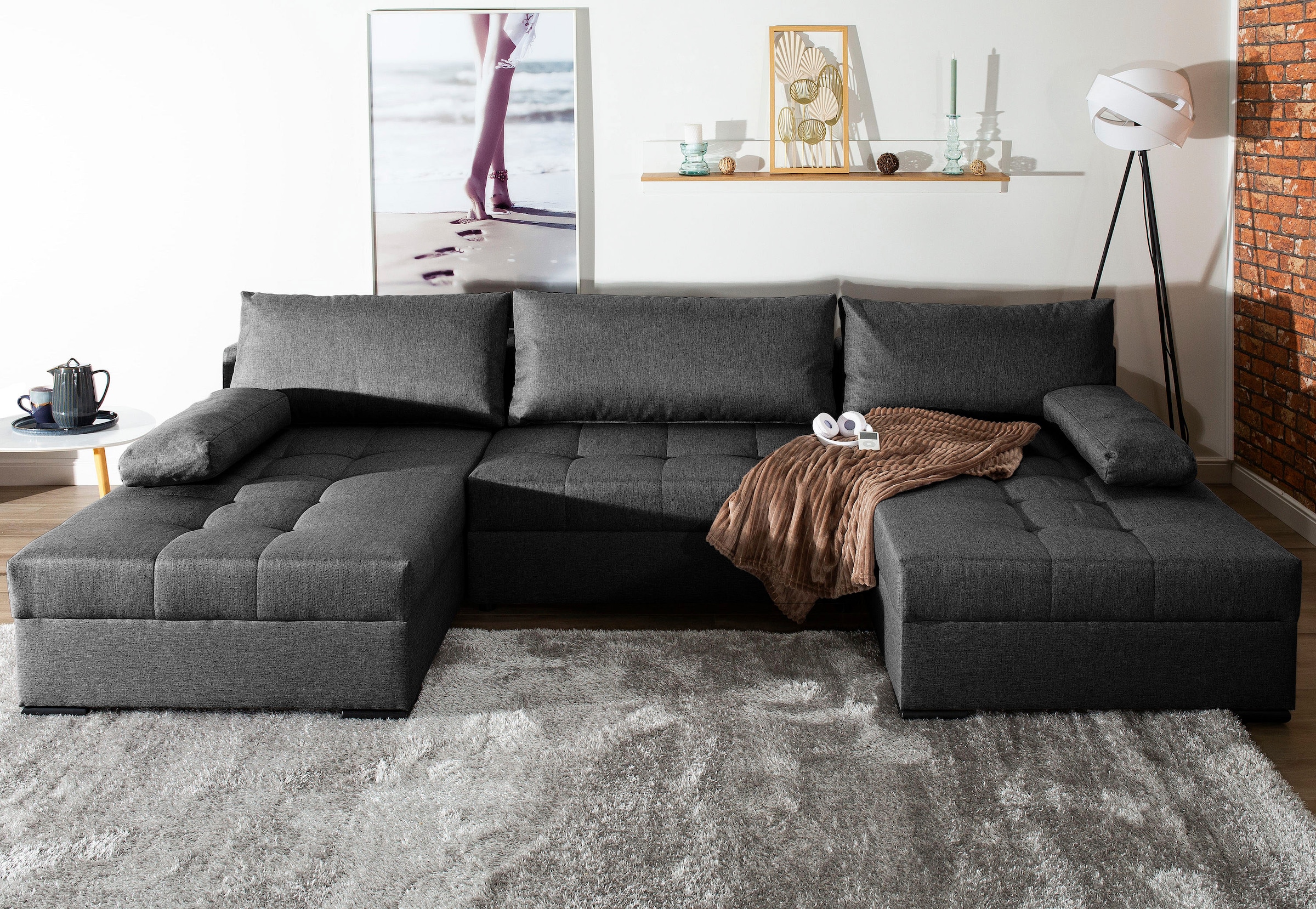 COLLECTION AB Wohnlandschaft »Josy«, inkl. Bettfunktion, Bettkasten, mit 3 extra großen Rückenkissen
