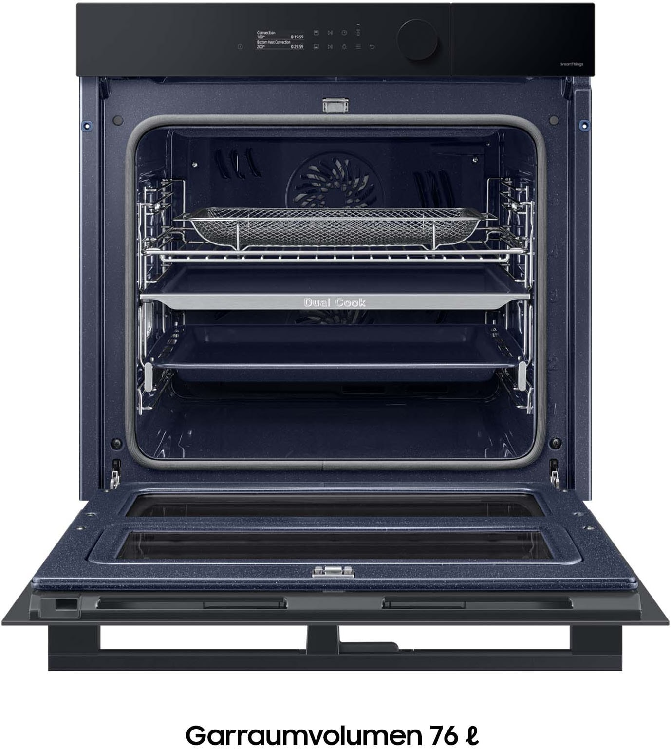 Samsung Pyrolyse Backofen Serie 5 »NV7B5775XDK« mit 1-fach-Teleskopauszug mit Pyrolyse-Selbstreinigung Dual Cook Flex – Ein Ofen. Zwei Garräume. Flexible Tür.