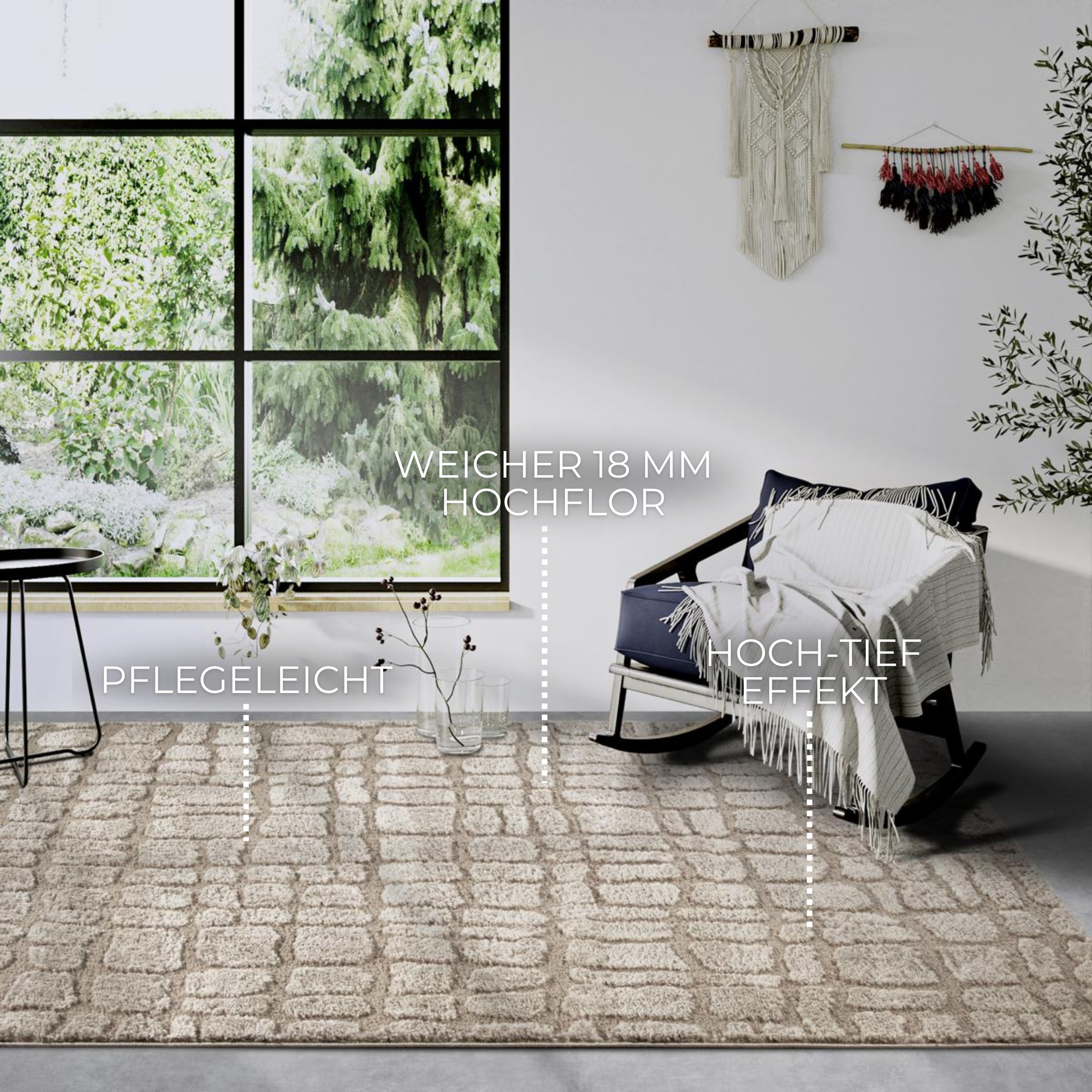 ELLE DECORATION Designteppich »Artistique«, rechteckig, 18 mm Höhe, Hochflor, Shaggy, Läufer, weich, Langflor, modern, Hoch Tief Effekt
