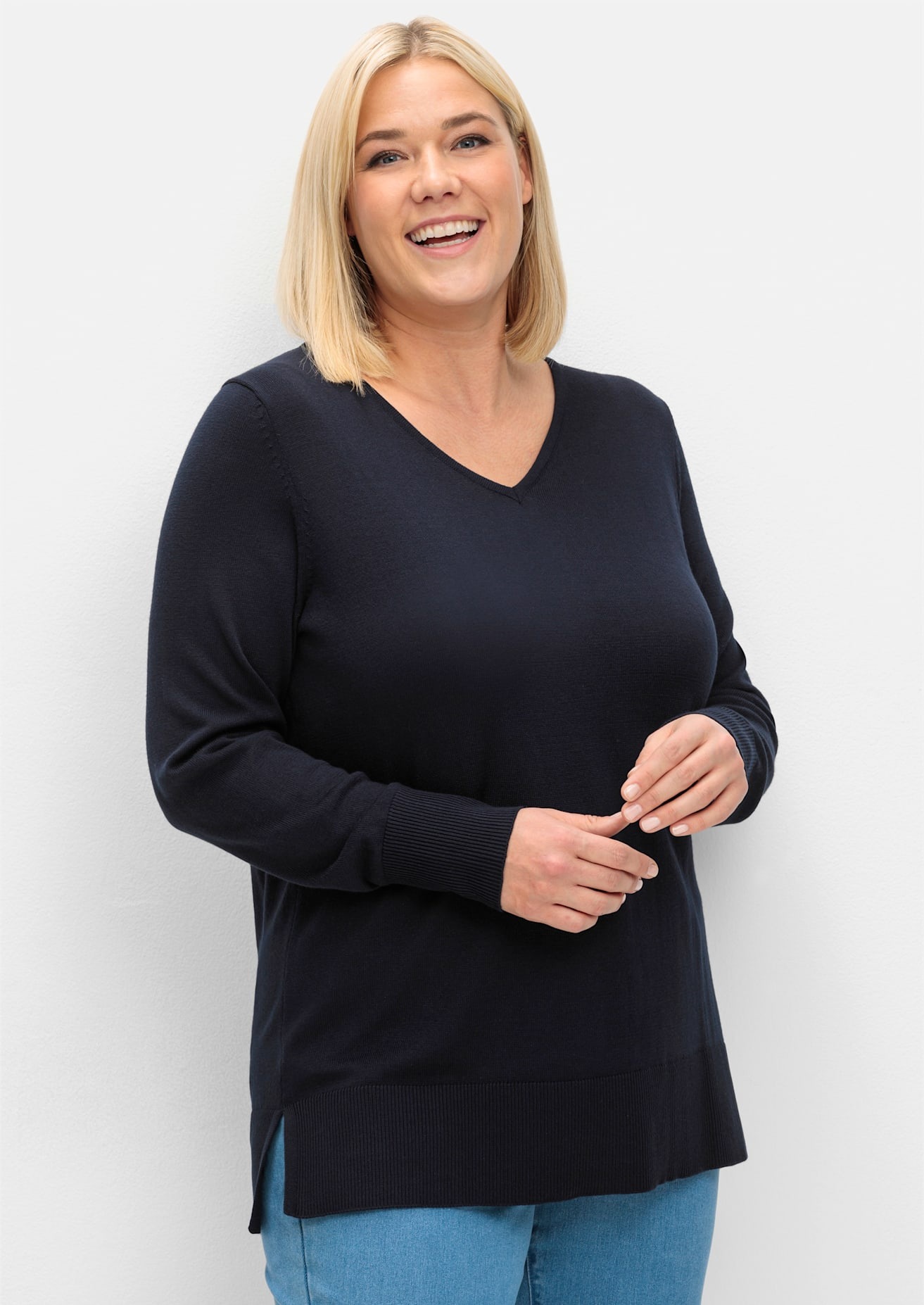 Sheego V-Ausschnitt-Pullover »V-Ausschnitt-Pullover«