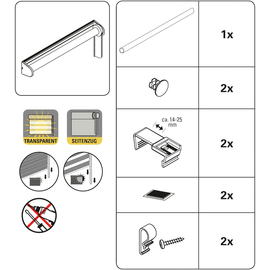 GARDINIA Doppelrollo »EASYFIX Duo Rollo Karo«, Lichtschutz, ohne Bohren