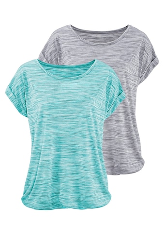 T-Shirt, (2er-Pack), mit farbigem Struktureffekt
