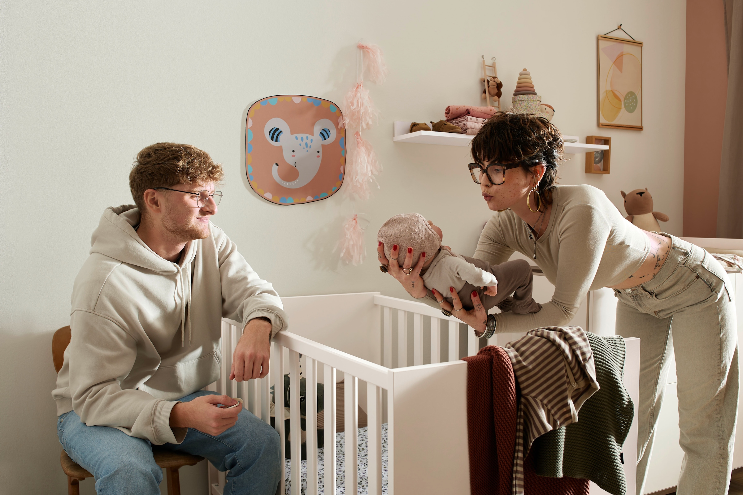 YUNY by PAIDI Babybett »LOVELY ALIV in Off-White« Gitterbett höhenverstellbar, Kinderbett