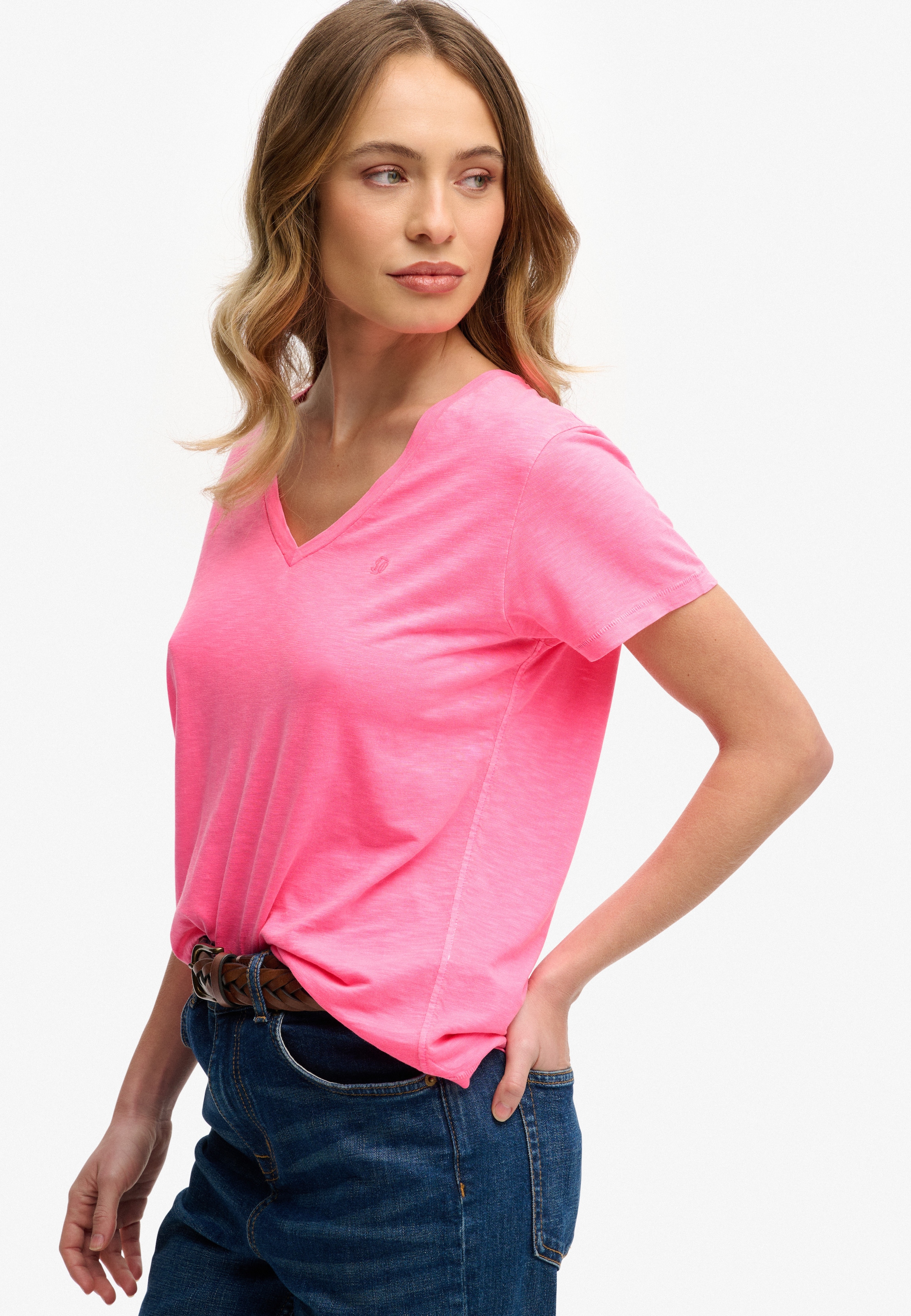 Superdry T-Shirt »STUDIOS SLUB EMB VEE TEE« Baumwollmischung, relaxed fit
