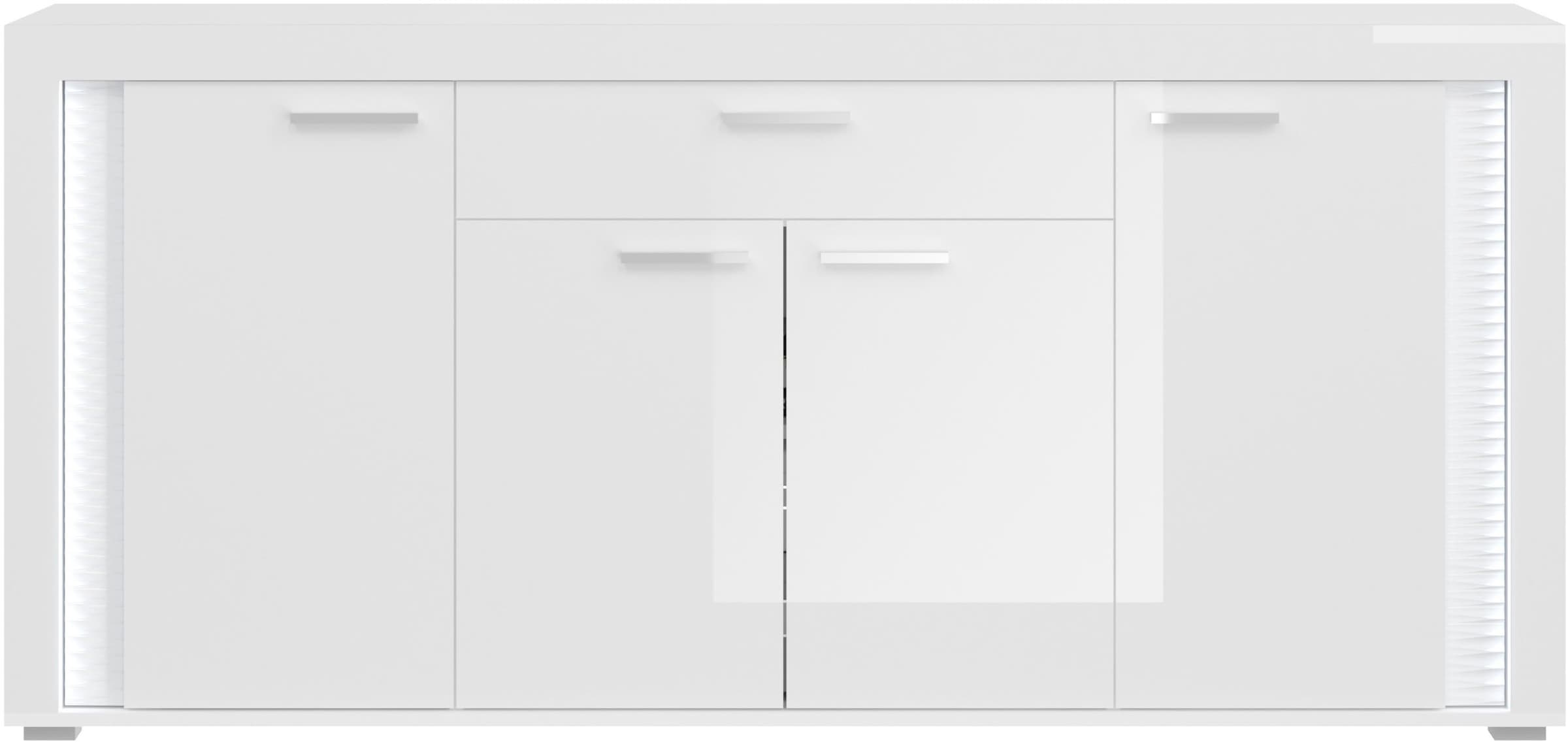 INOSIGN Wohnwand »Viborg, 3-teiliges Set, inkl. vertikaler Frontbeleuchtung, best. aus:«, (3 St.), 2x Vitrine und Sideboard, Wohnkombination, Wohnzimmer-Set, Esszimmer