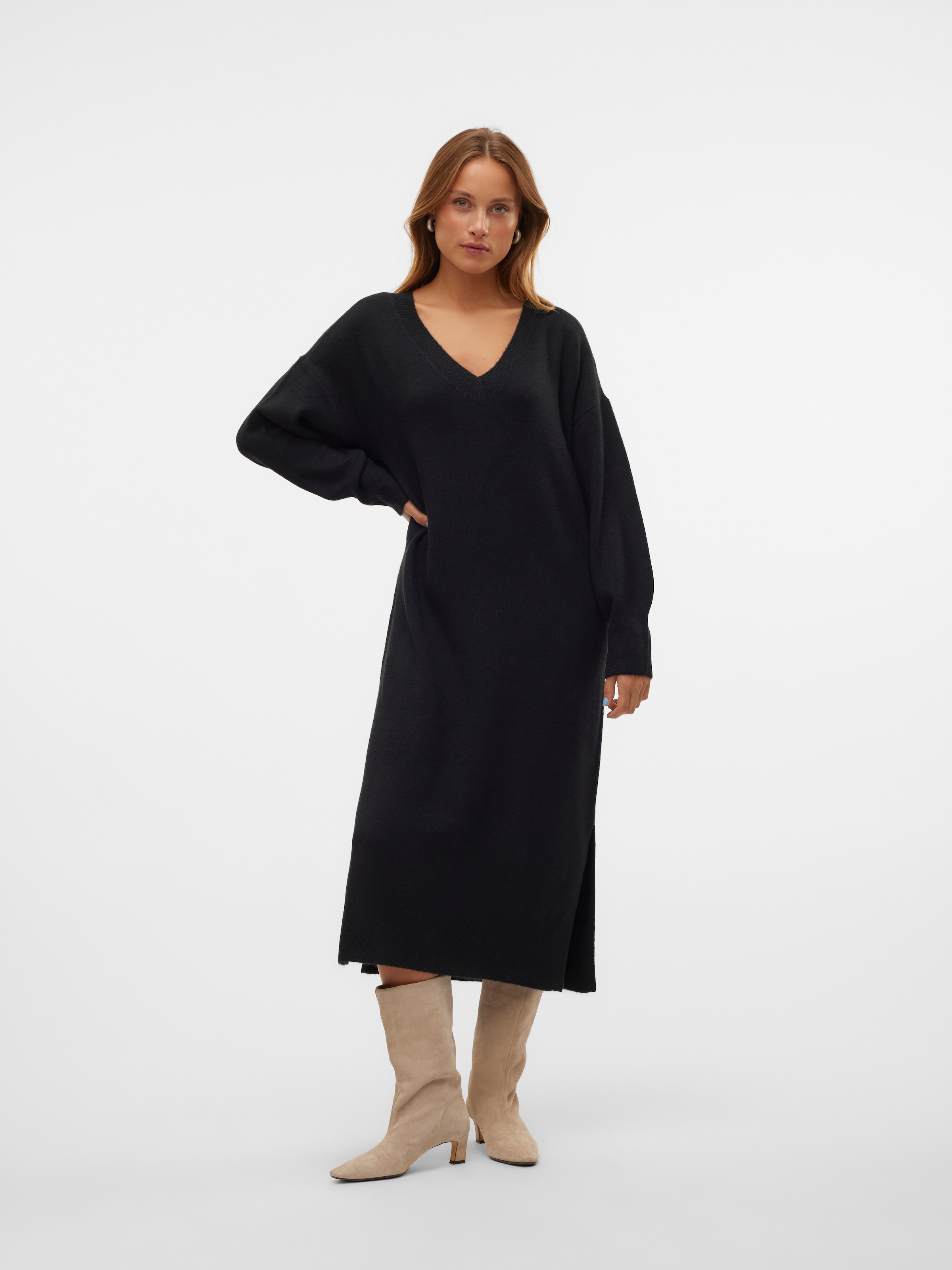 Vero Moda Strickkleid »VMJUPITER LS V-NECK CALF DRESS BF«