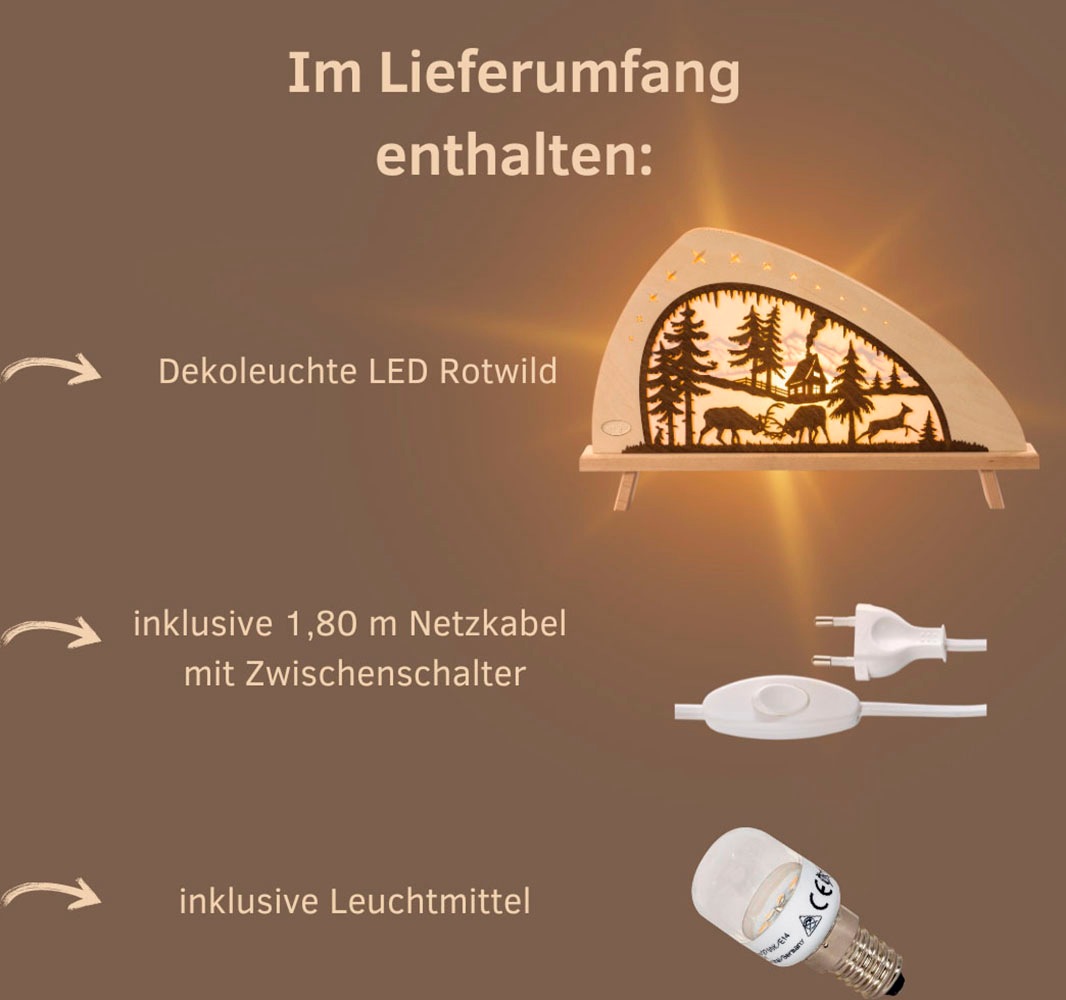 Weigla LED Lichterbogen, Erzgebirge garantiert, Weihnachtsdeko Innen, Weihnachtsbeleuchtung