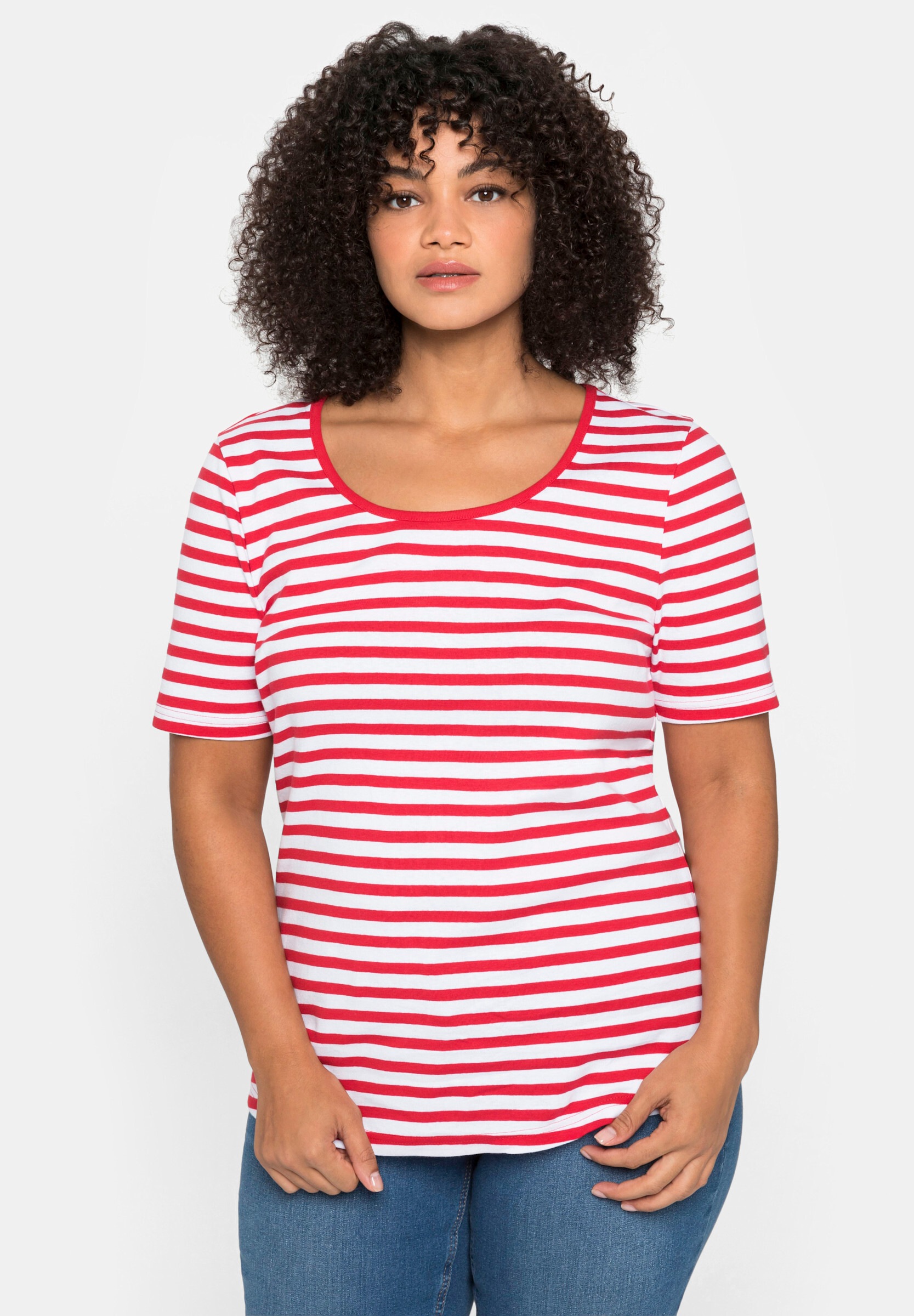 Sheego T-Shirt »T-Shirt Streifenshirt mit Rundhalsausschnitt«