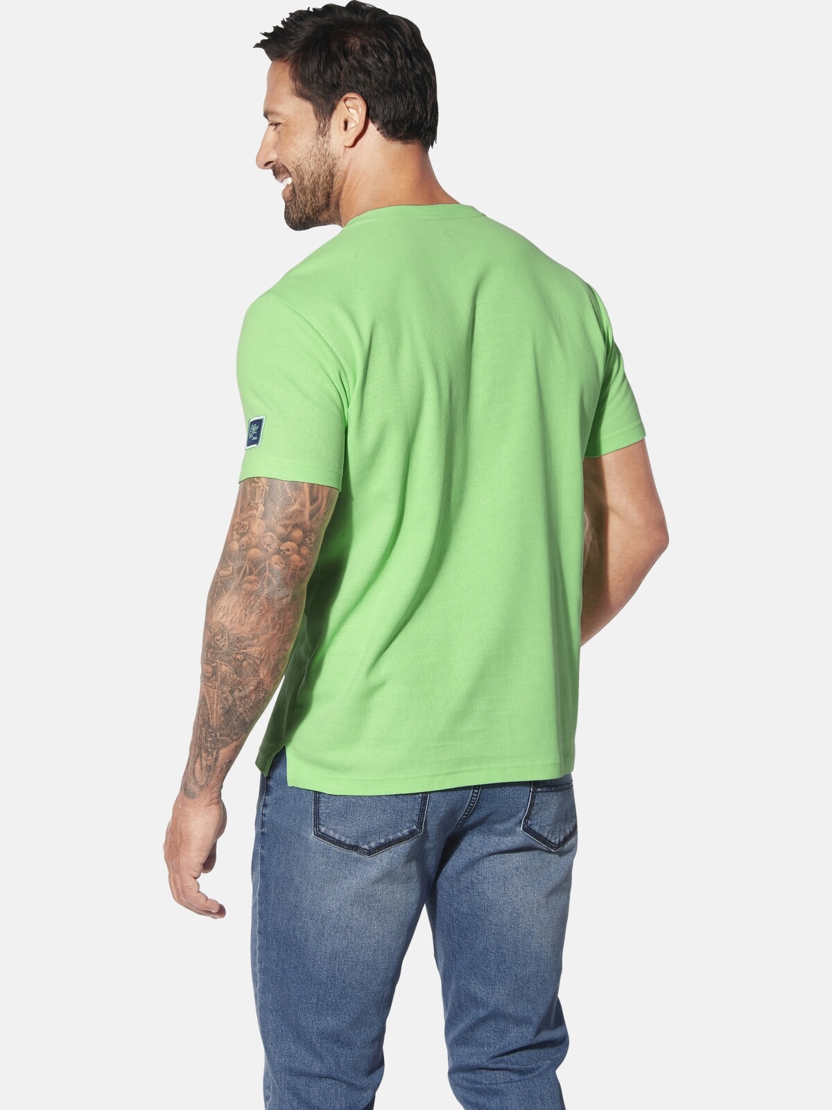 Jan Vanderstorm T-Shirt »T-Shirt GORTAN«, (1 tlg.), mit Knopfleiste & Aufdruck