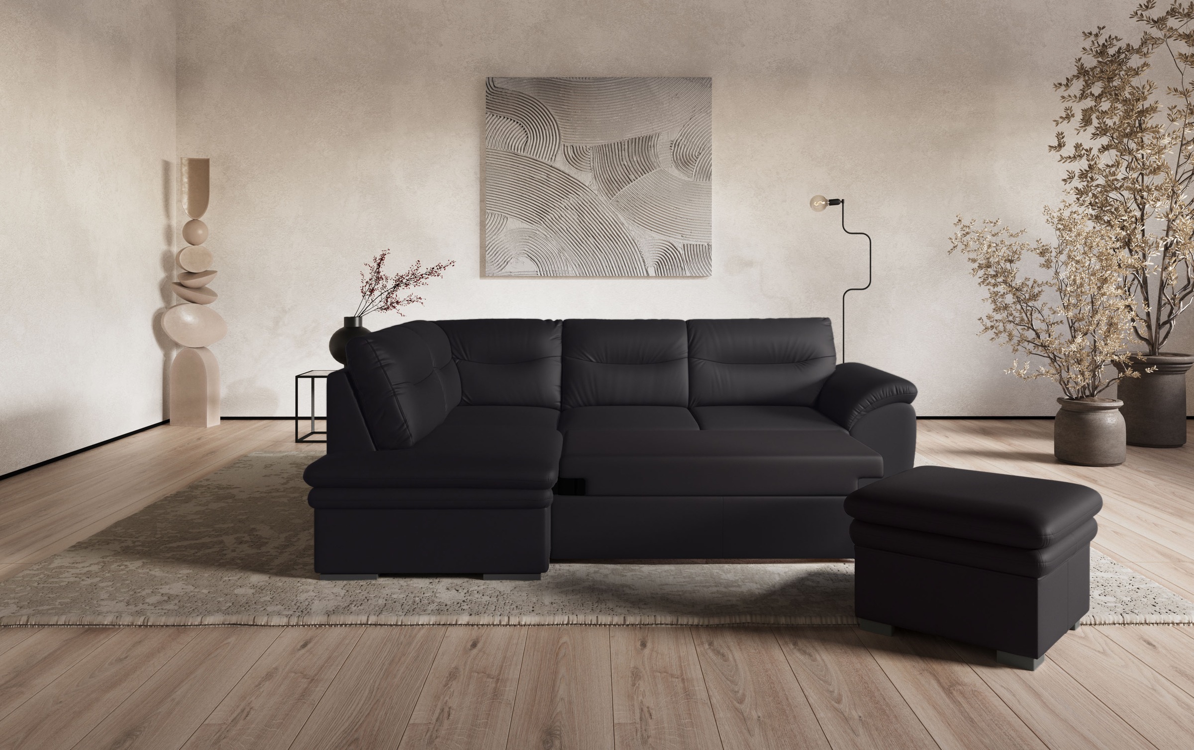 COTTA Ecksofa »Leandra L-Form«, wahlweise mit Bettfunktion & Bettkasten