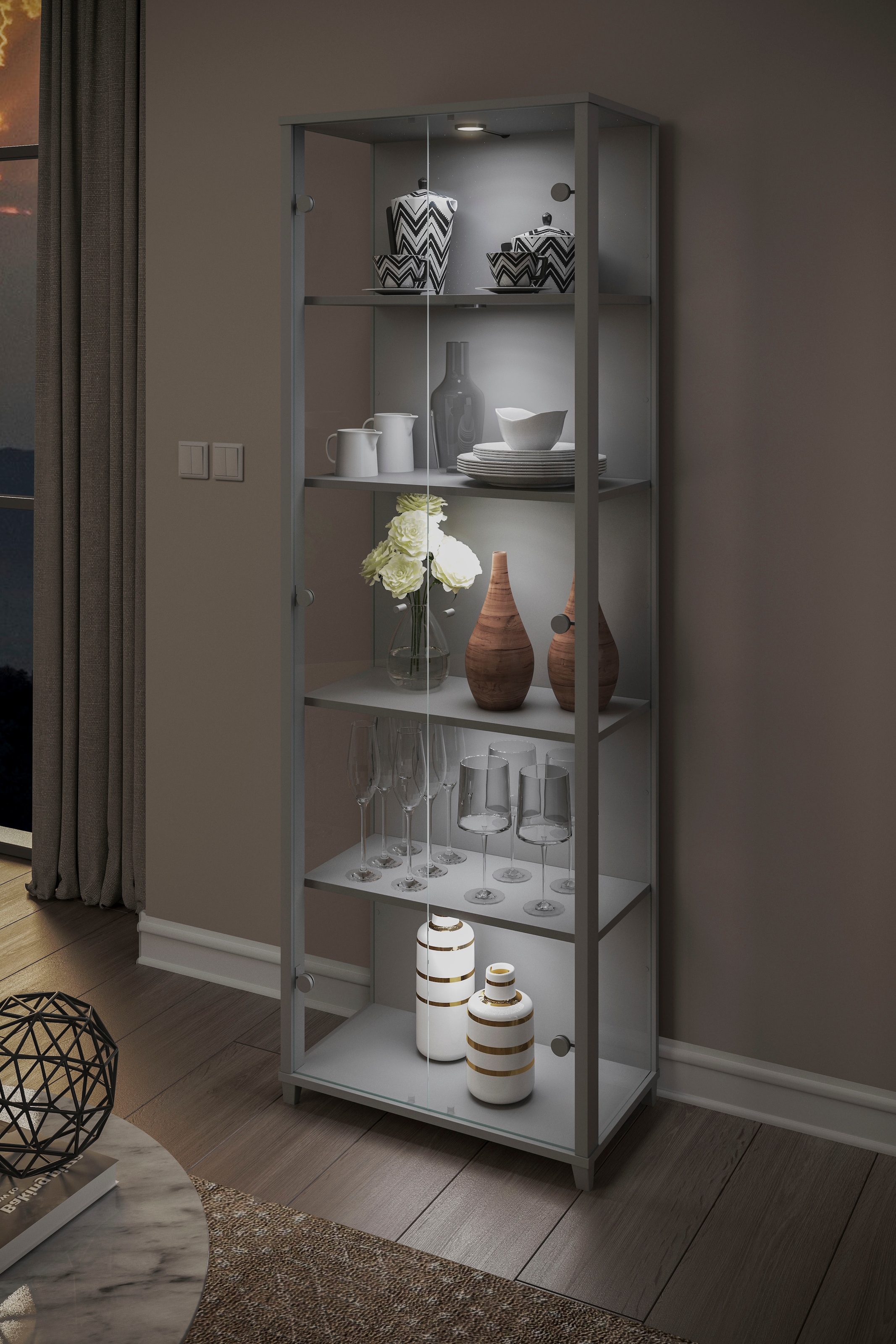 fif möbel Vitrine »OPTIMA«, Standvitrine, Vitrinenschrank, Glasvitrine, Sammlervitrine