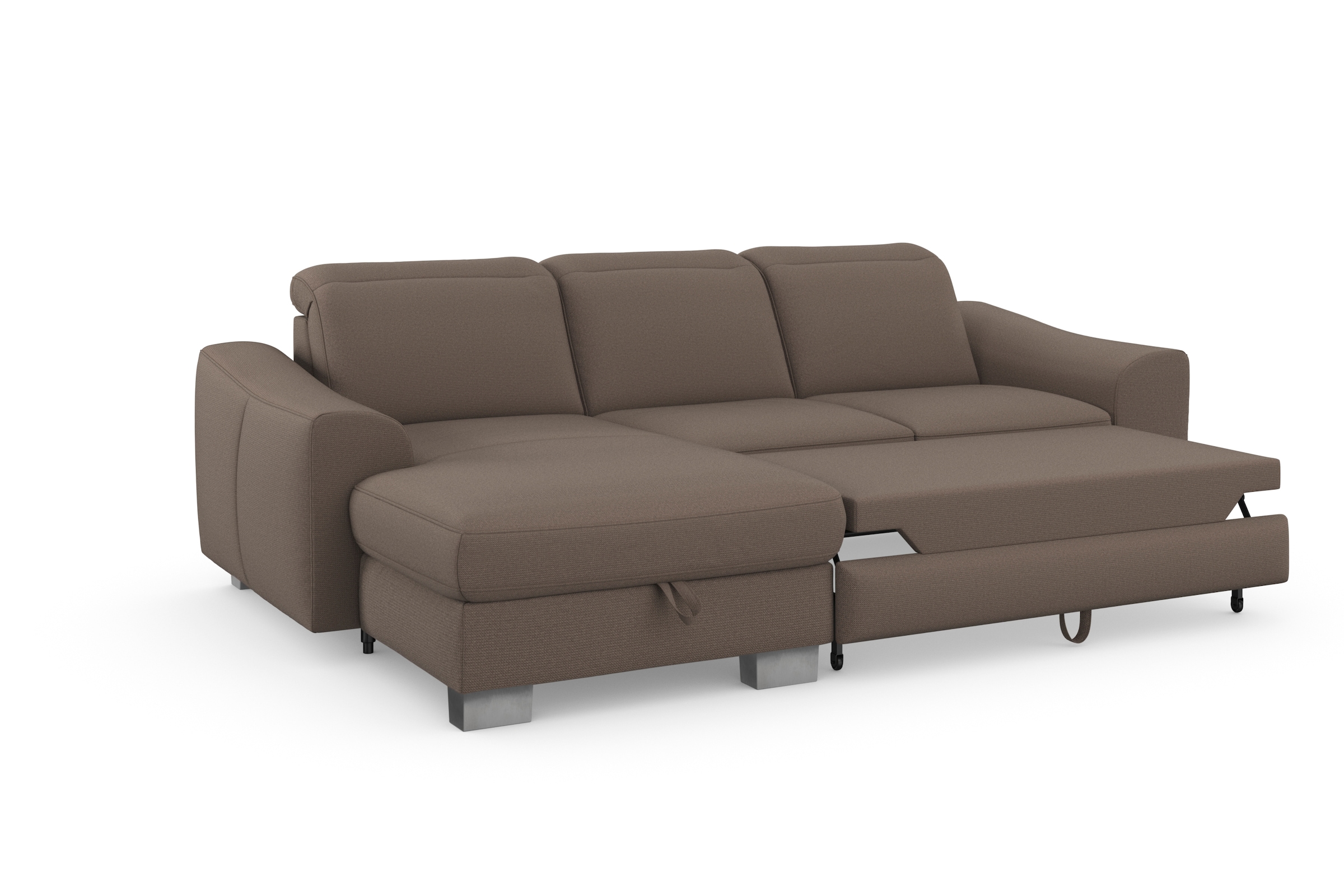 sit&more Ecksofa »Dundee L-Form«, mit Federkern und Edelstahlfüßen, wahlweise mit Kopfteilverstellung