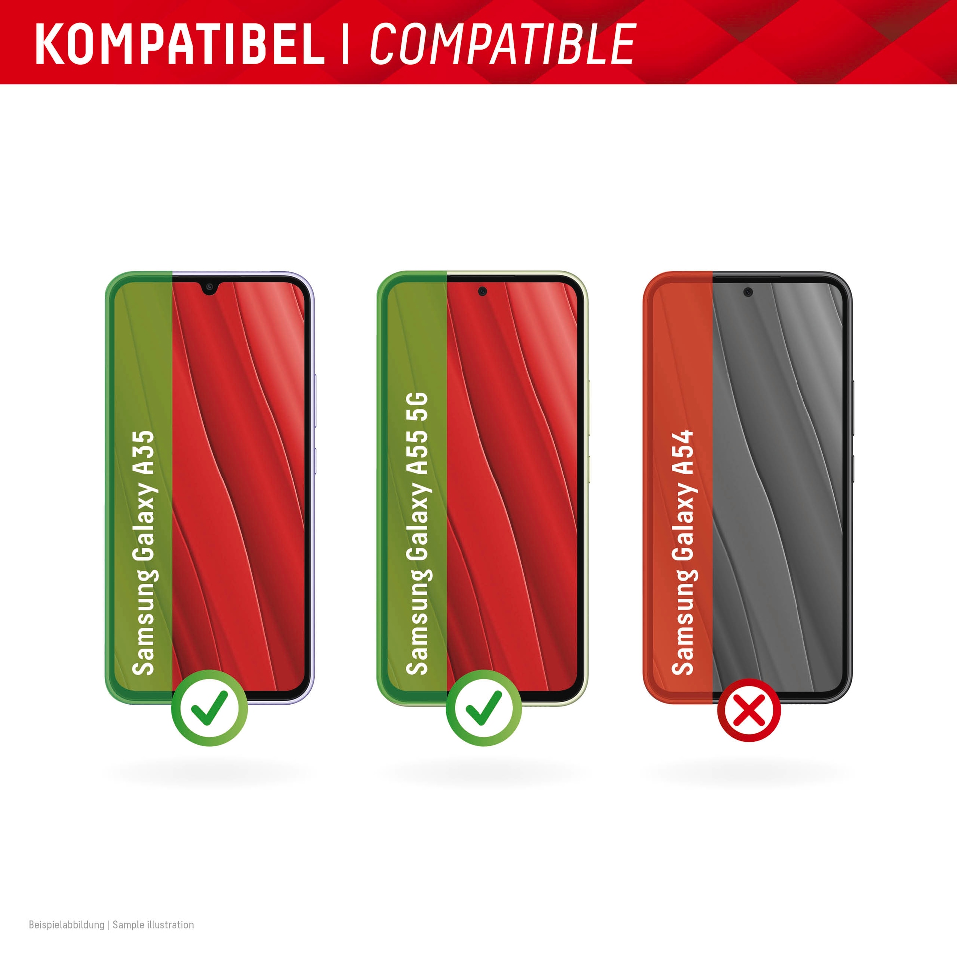 Displex Displayschutzglas »Real Glass«, für Samsung Galaxy A35-Samsung Galaxy A55 5G, (1 St.), Bildschirmschutz, Displayschutzfolie,Einfach anbringen,kratz-&stoßfest