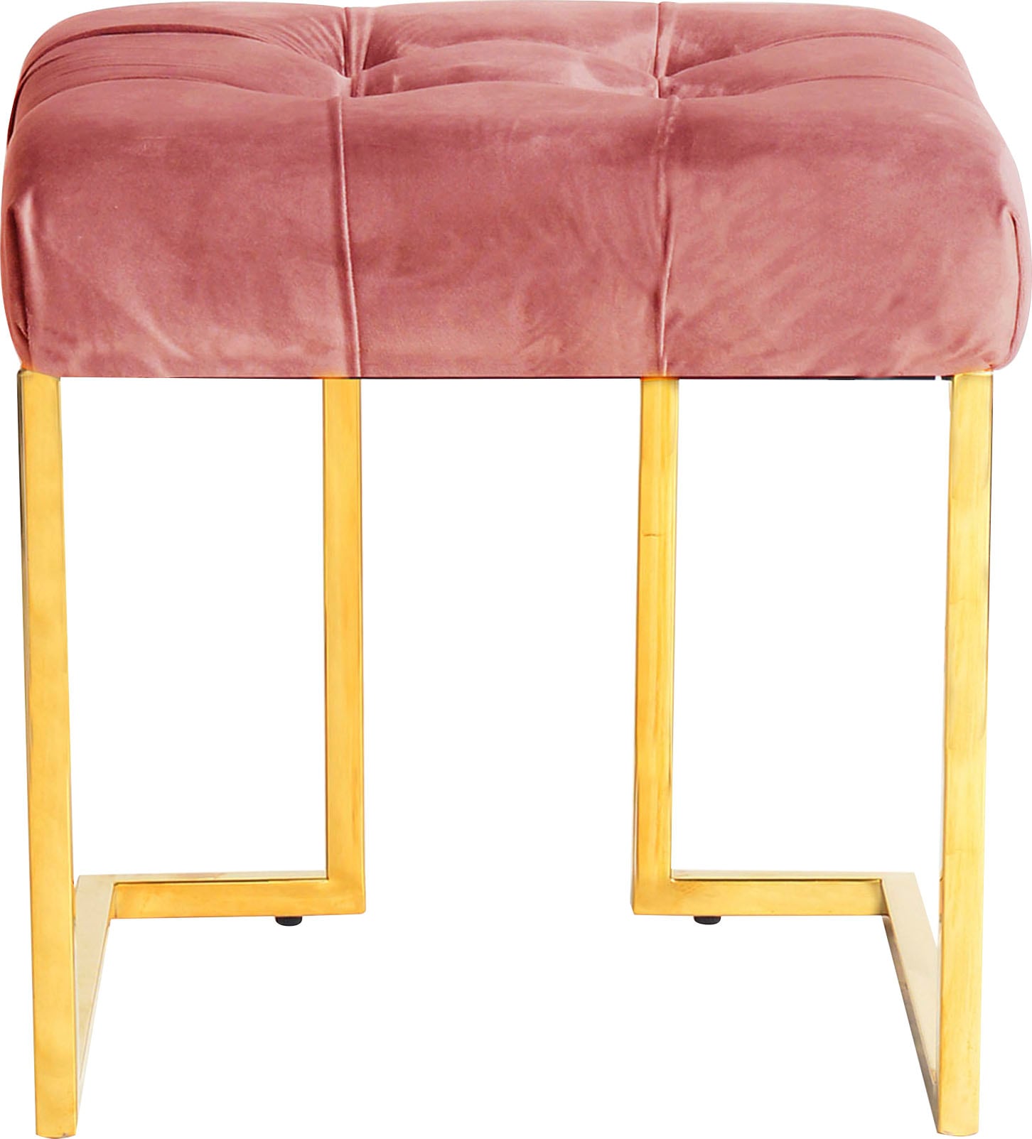 Kayoom Sitzhocker »Hocker Rare, Edler Touch durch goldenes Gestell«, (1 St.), eckig, samtweich, gesteppt, mit Zierknöpfen, Edelstahlgestell