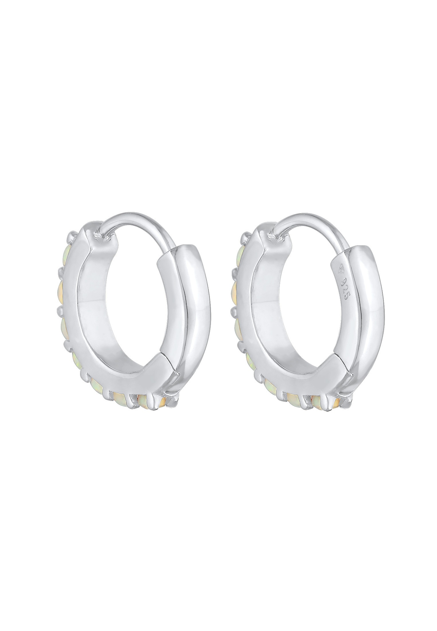 Elli Paar Creolen »Ohrringe Creolen synthetischer Opal Klassik 925 Silber«