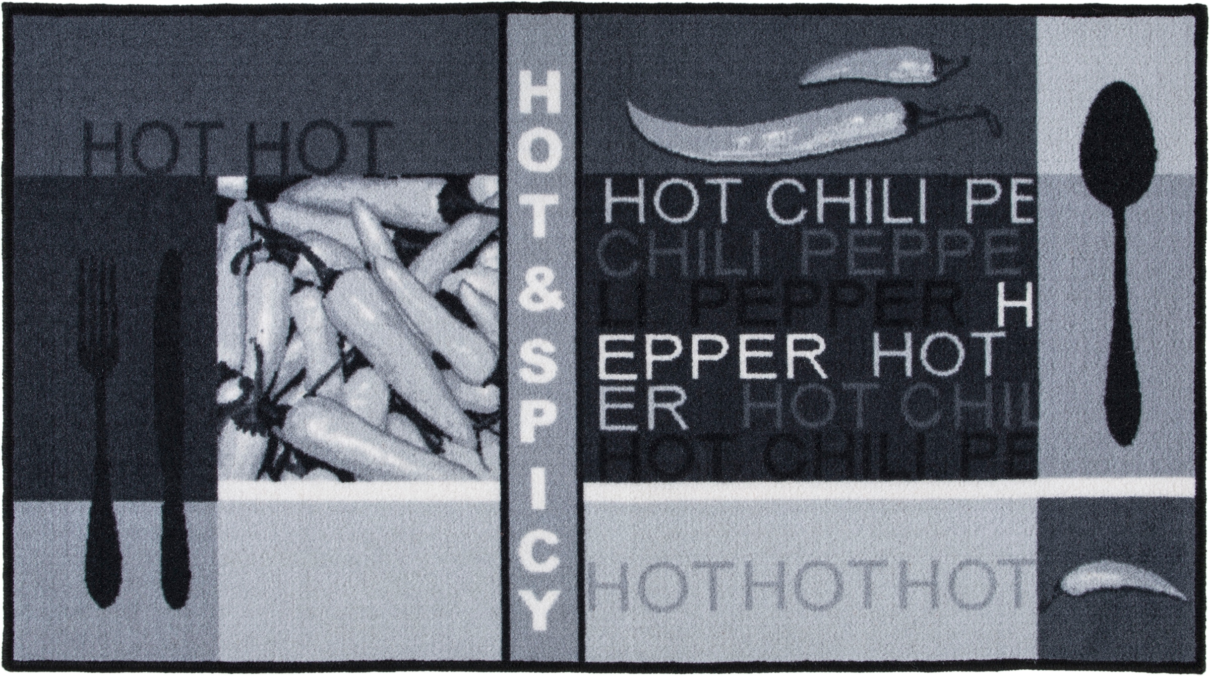 Küchenläufer rechteckig, »Hot Andiamo mit Peperoni/Chili, Küche, Motiv Schriftzug, waschbar Pepper«,