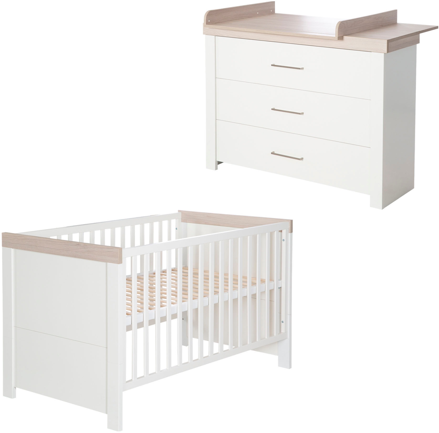 roba® Babymöbel-Set »Lucy« (Spar-Set 2 St. Kinderbett Wickelkommode) mit Kinderbett & Wickelkommode; Made in Europe