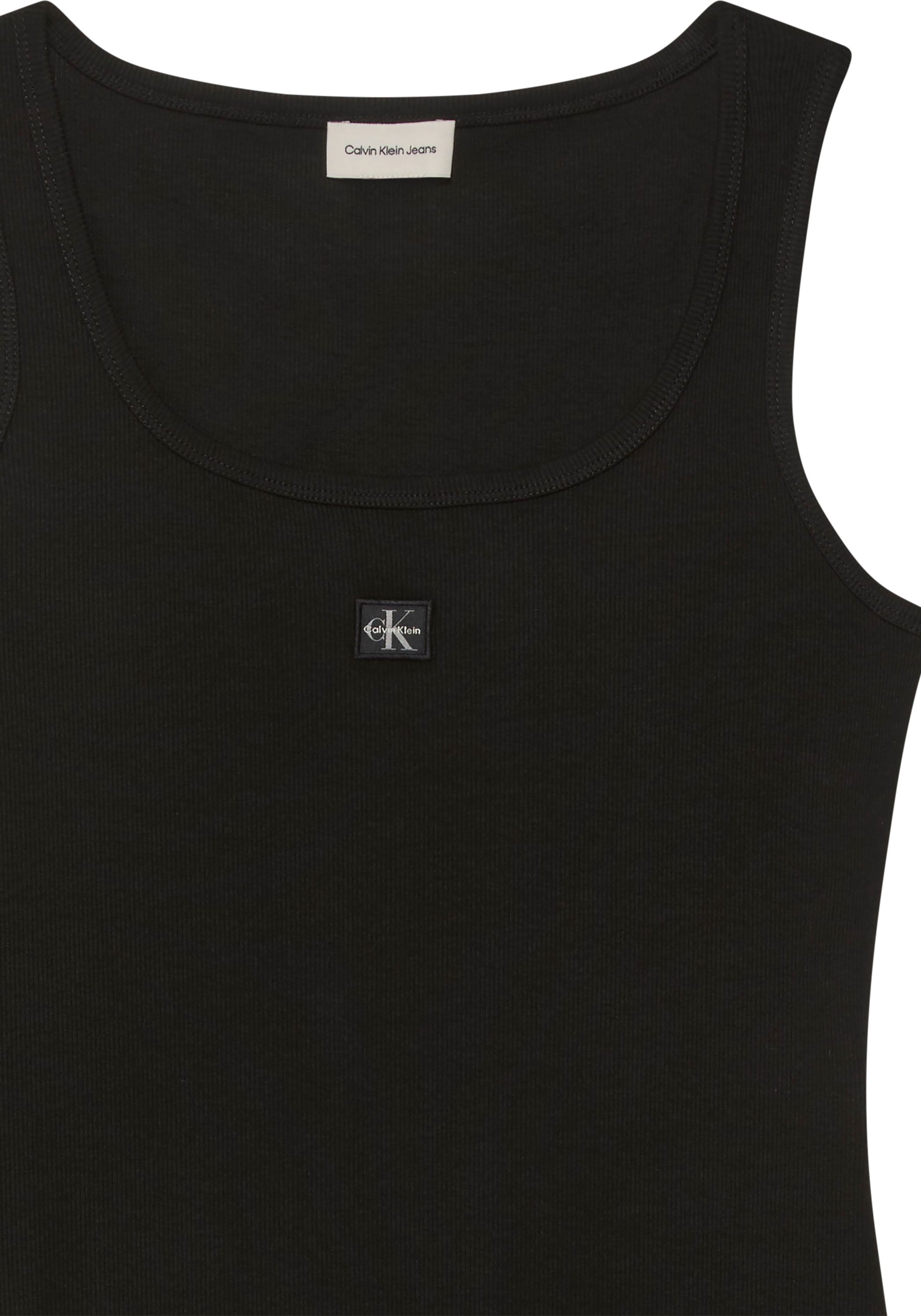 Calvin Klein Jeans Minikleid »BABY RIB WOVEN LABEL« Ohne Tasche Figurbetonte Passform mit Rundhalsausschnitt