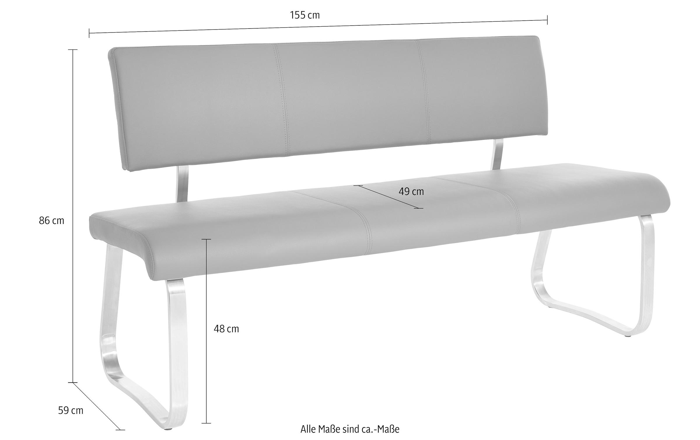 MCA furniture Polsterbank »Arco, TOPSELLER!«, (1 St., Polsterbank, Esszimmerbank), belastbar bis 280 kg, Kunstleder, in verschiedenen Breiten