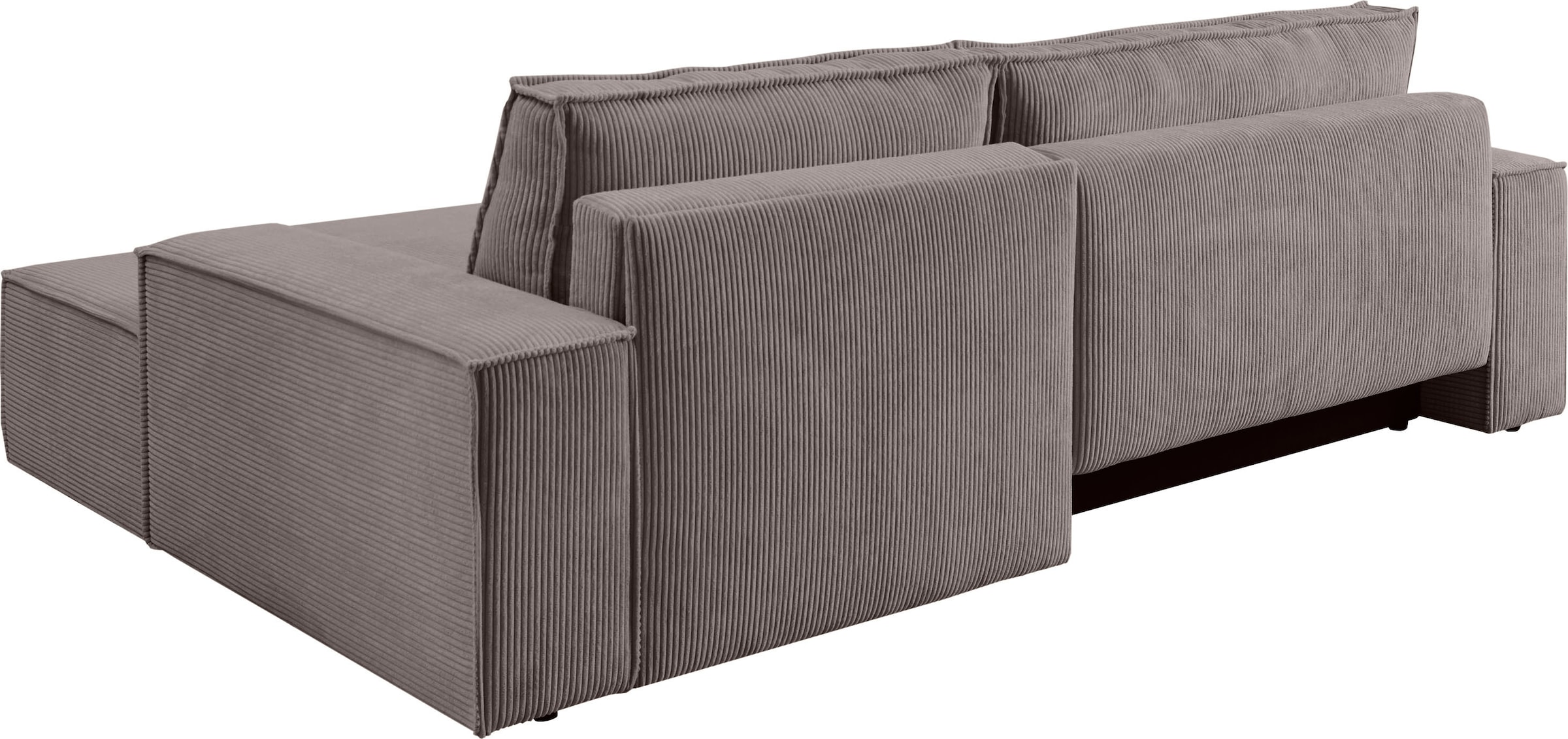 Home affaire Ecksofa »SHERWOOD Schlafsofa 267 cm, L-Form,«, Schlaffunktion mit Bettkasten (210x136 cm), Cord, Vintage, Samtvelours
