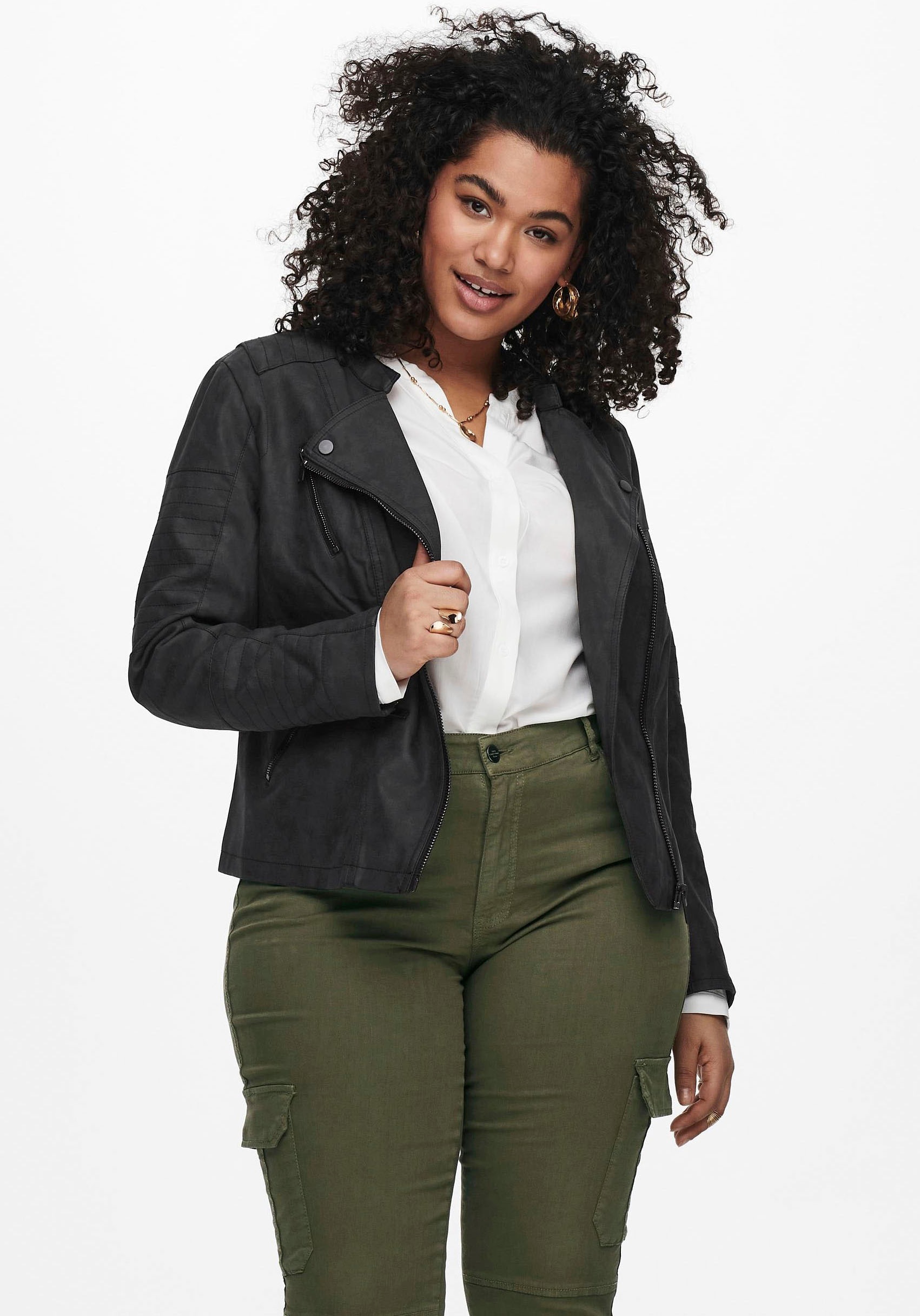 ONLY CARMAKOMA Lederimitatjacke »Avana«, mit Biker-Details
