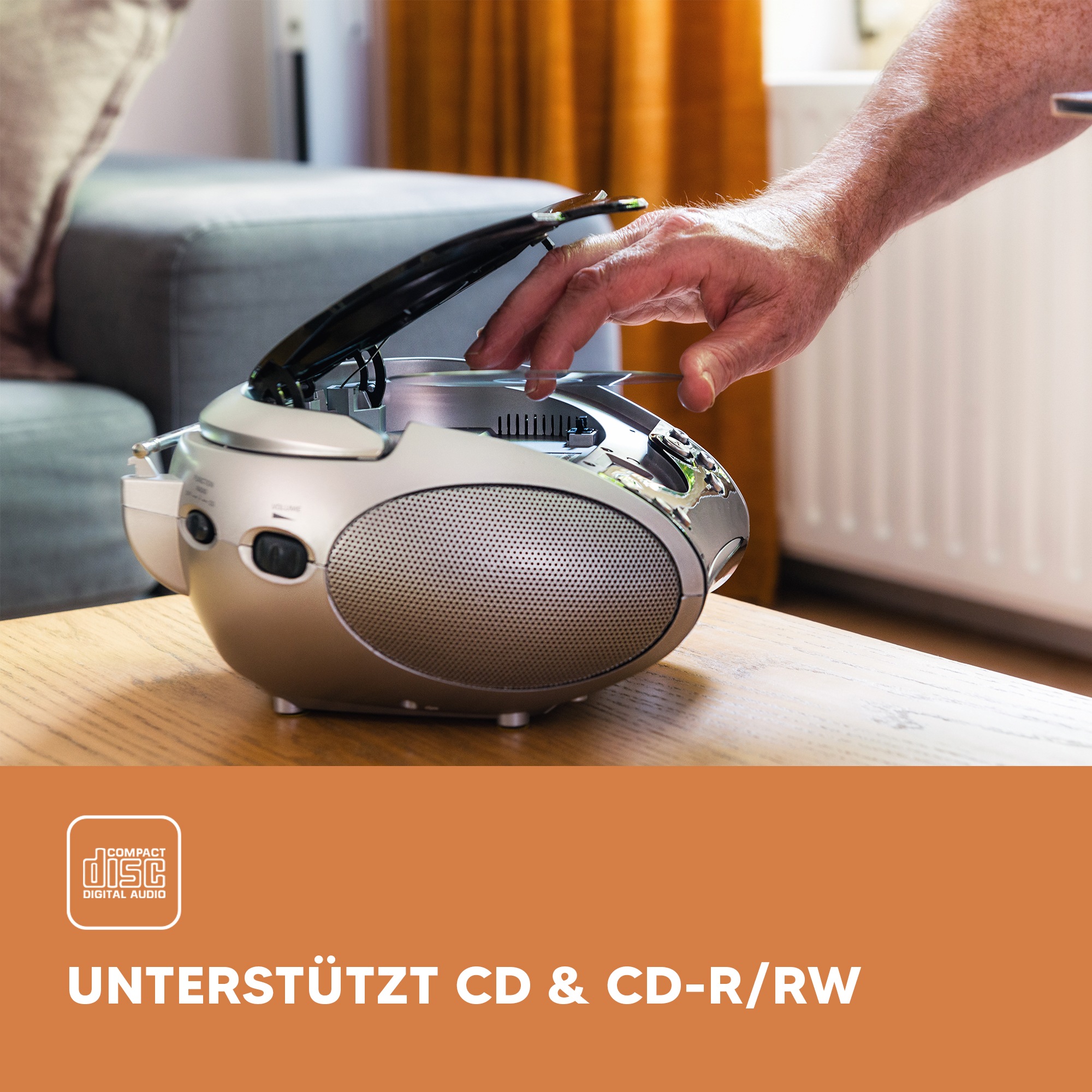 Lenco Boombox »SCD-24« ( FM-Tuner ) tragbar, CD‑Player, Teleskopantenne, programmierbarer Speicher