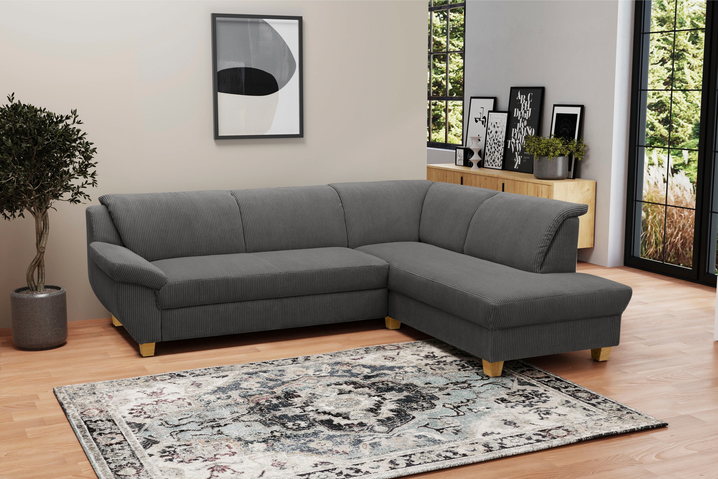Home affaire Ecksofa »Yesterday L-Form«, wahlweise mit Bettfunktion, auch in Cord