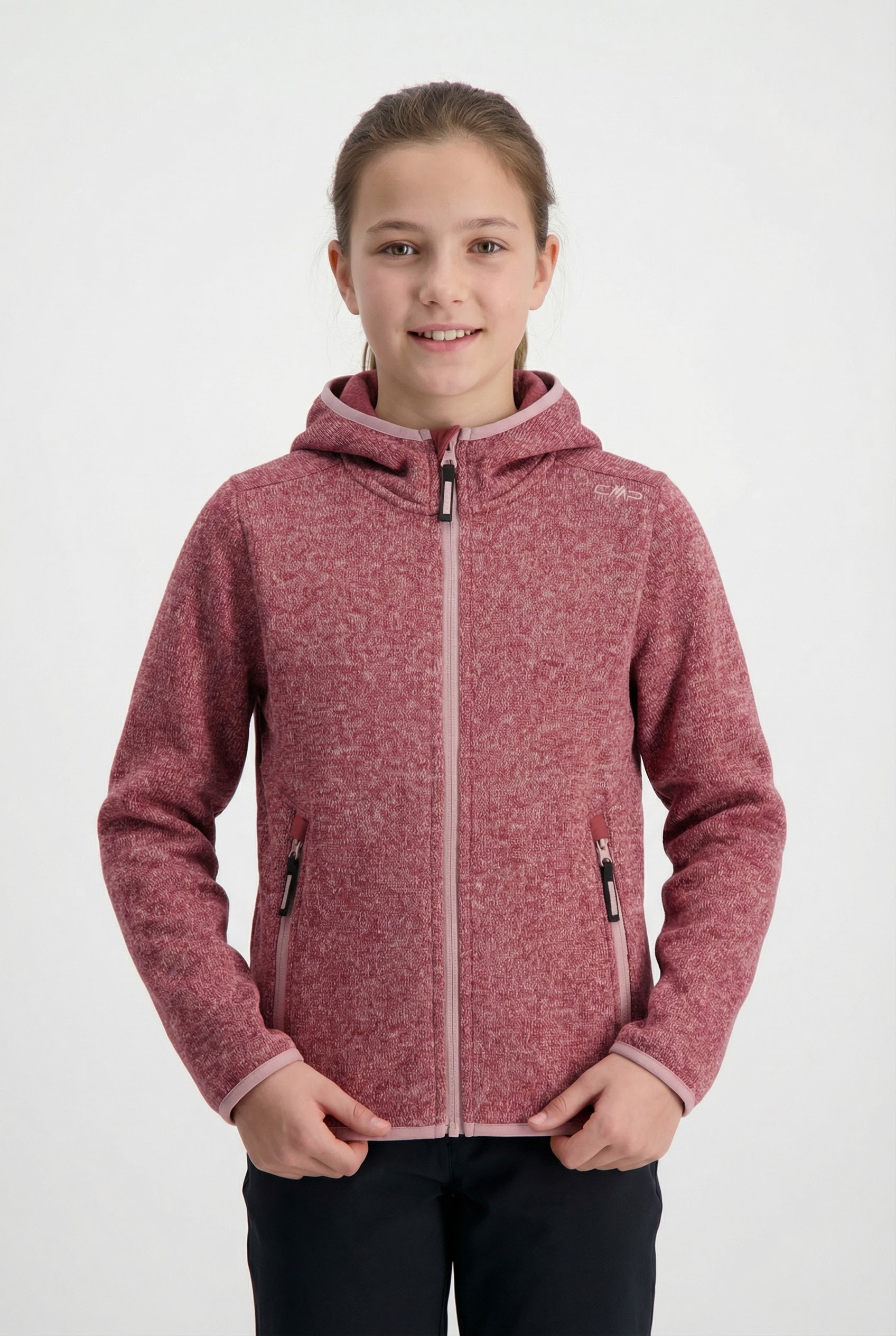 CMP Strickfleecejacke »KID G JACKET FIXED HOOD« mit Kapuze mit Kapuze, wärmeisolierend, windabweisend, wasserabweisend
