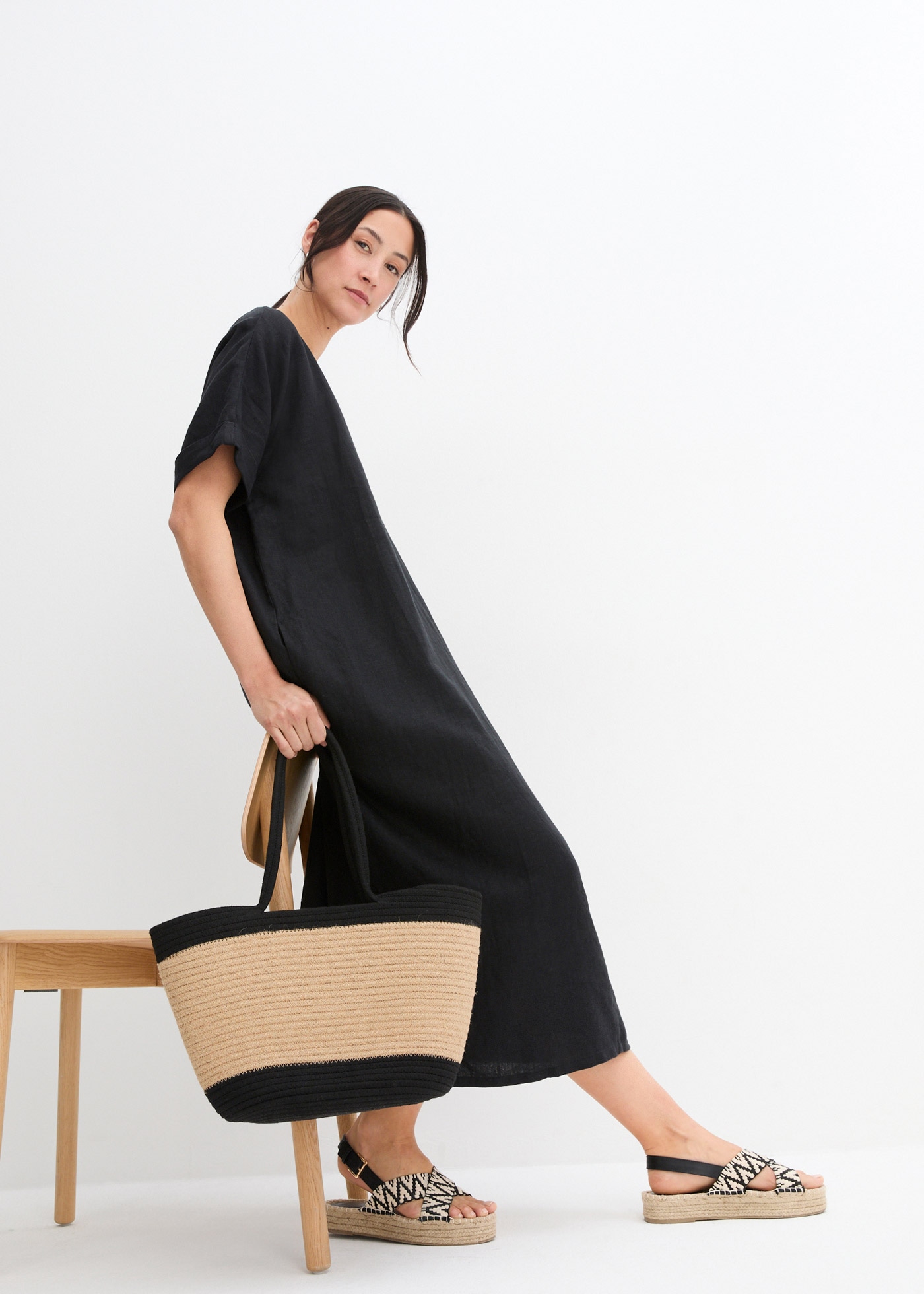 bonprix Tunikakleid »Kaftan-Kleid aus reinem Leinen« Kaftan-Kleid aus reinem Leinen