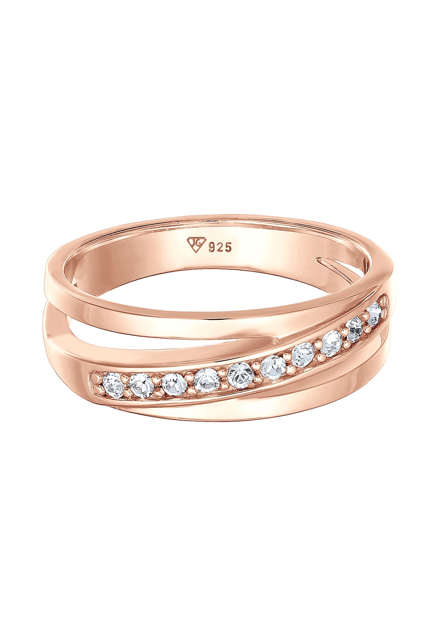 Elli Silberring »Ring Raffiniert Bandring Wickelring Kristalle 925 Silber«