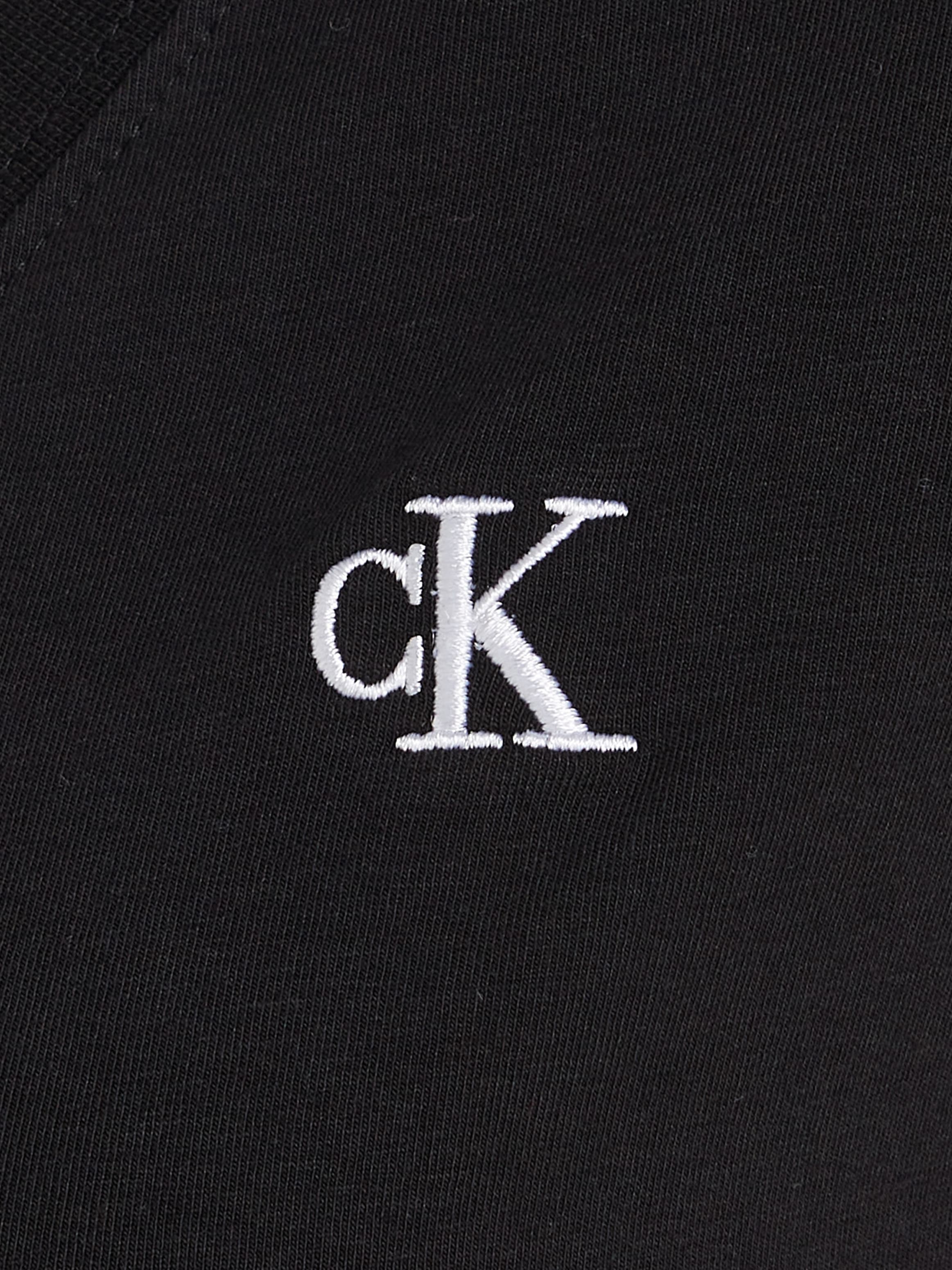 V-Shirt STRETCH Brusthöhe Klein »CK Klein Logo-Stickerei bei Calvin mit V-NECK«, Jeans kleiner ♕ (1 auf tlg.), Calvin EMBROIDERY
