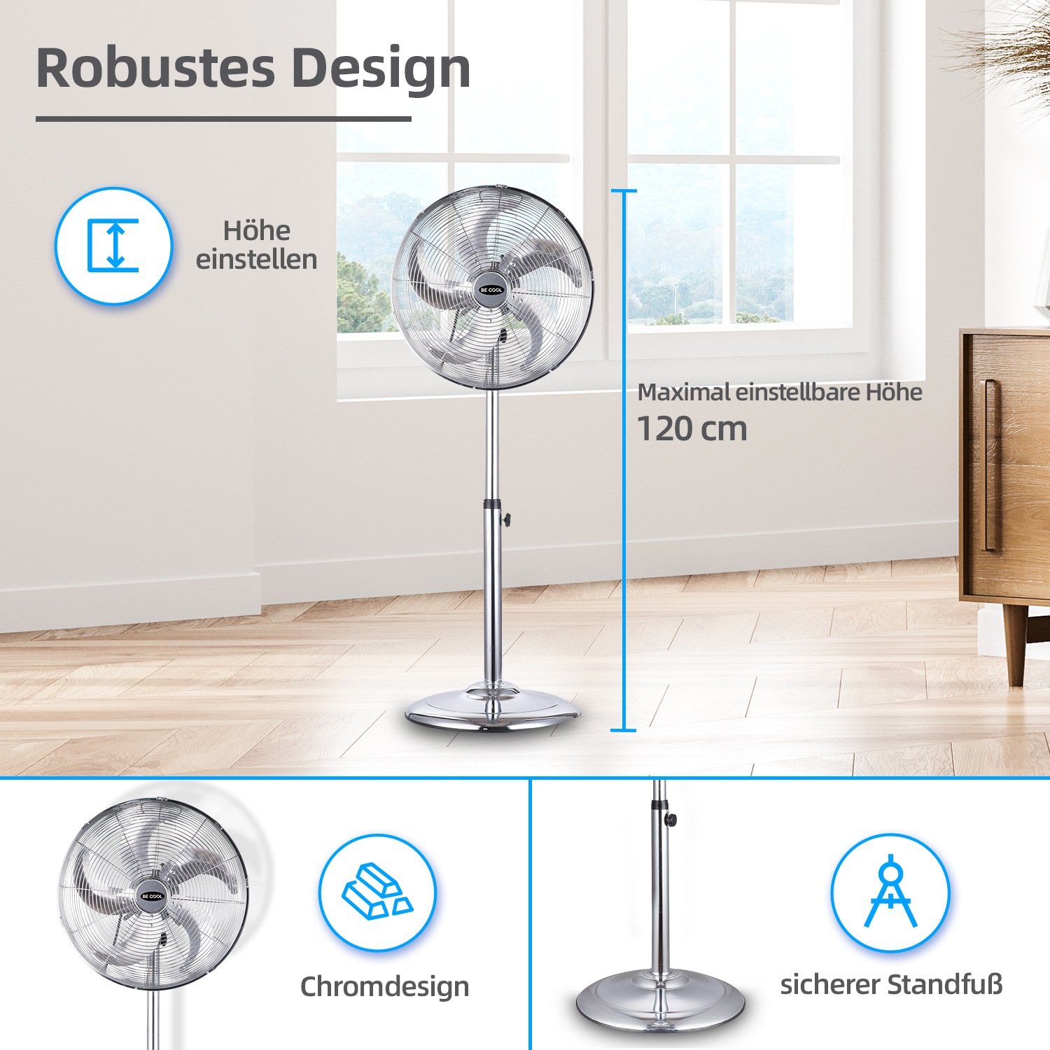 be cool Standventilator »BC40MSTF2205SS« 40 cm Durchmesser