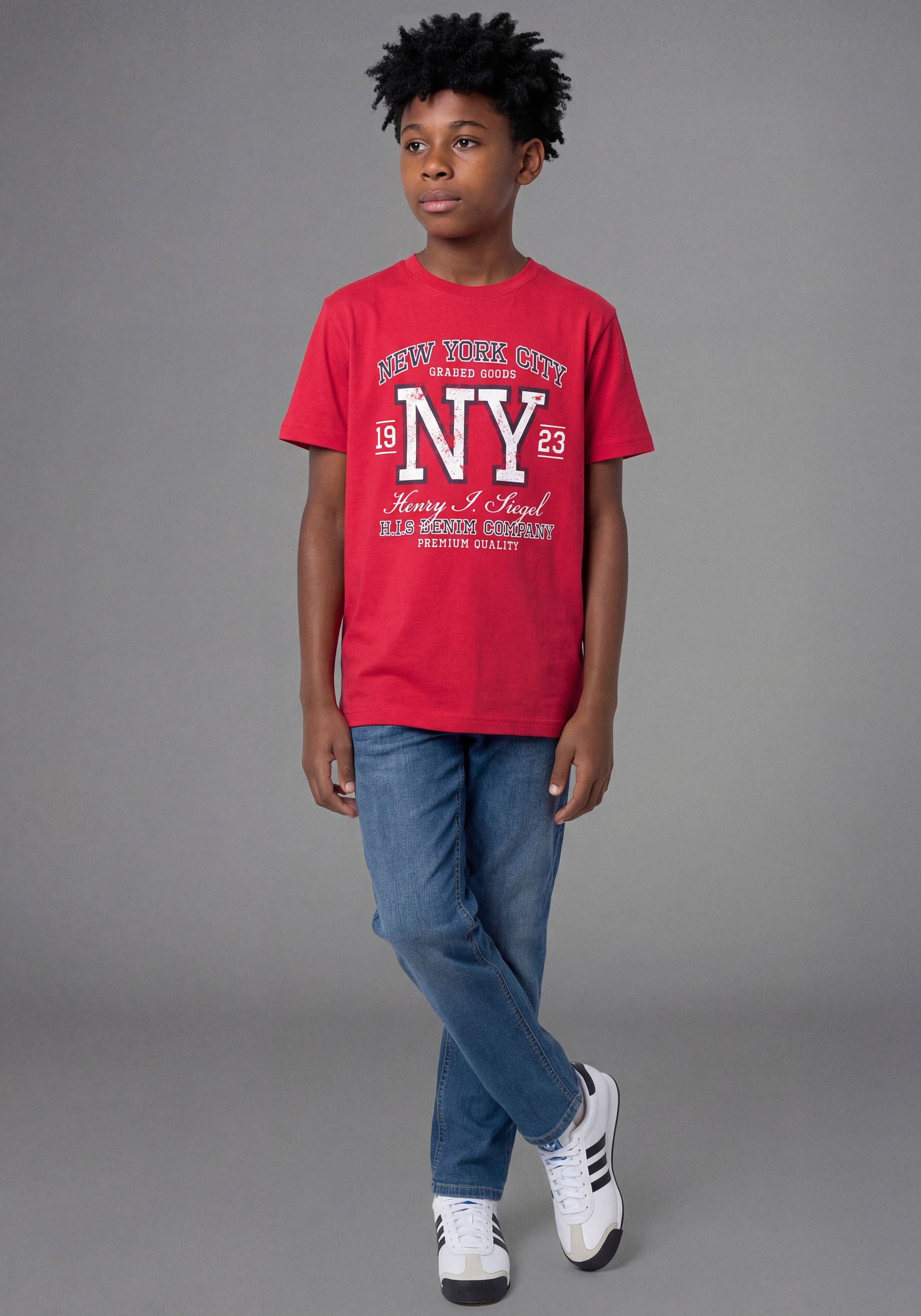 H.I.S T-Shirt »2er Pack Shirts mit HIS-Logos für Jungen« Packung, 2,  modischer Stil, Kurzarm, mit Logodruck, aus Baumwolle, für Jungen