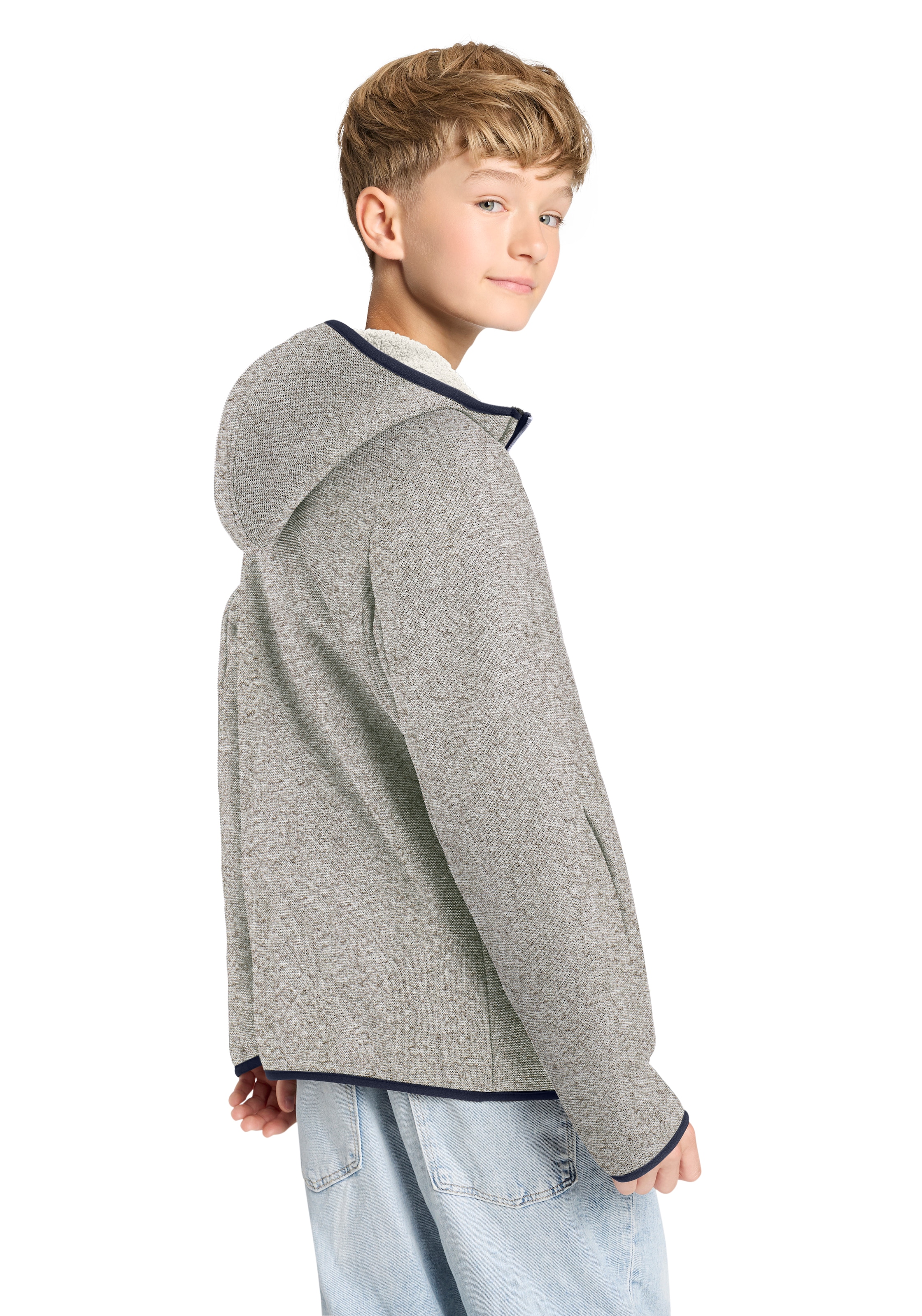 CMP Strickfleecejacke mit fester Kapuze, aus Polyester, sportlicher Stil