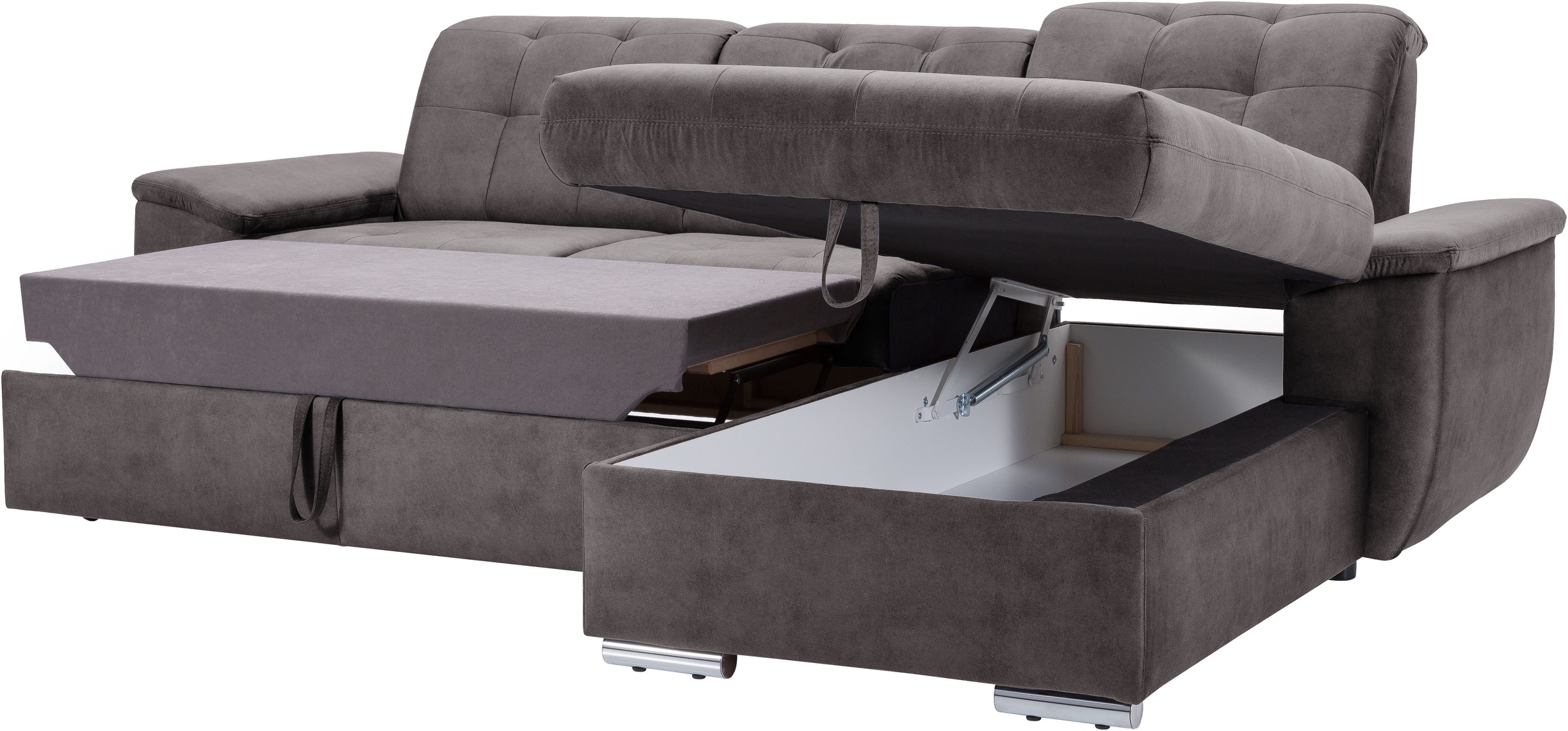exxpo - sofa fashion Ecksofa »Derby Inkl. Kopfteilverstellung, wahlw. Bett & Bettkasten, L-Form«, EXTRA an Komfort zum Relaxen, Entspannen und Wohlfühlen