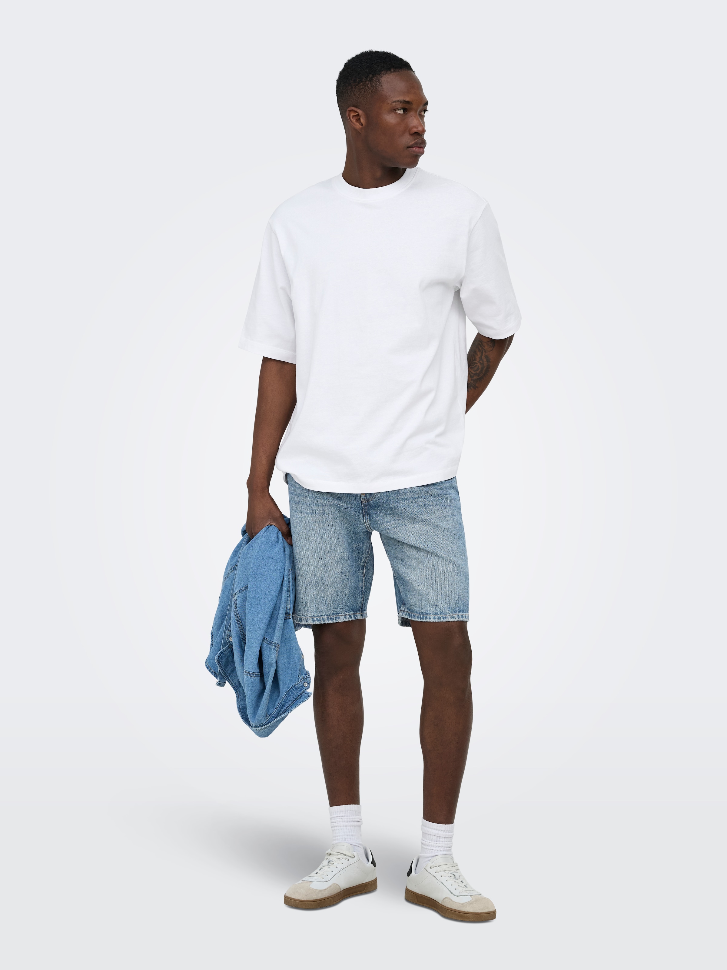 ONLY & SONS Jeansshorts »ONSEDGE MB GREEN 3227 TAI DNM SHORTS« Baumwolle, straight fit