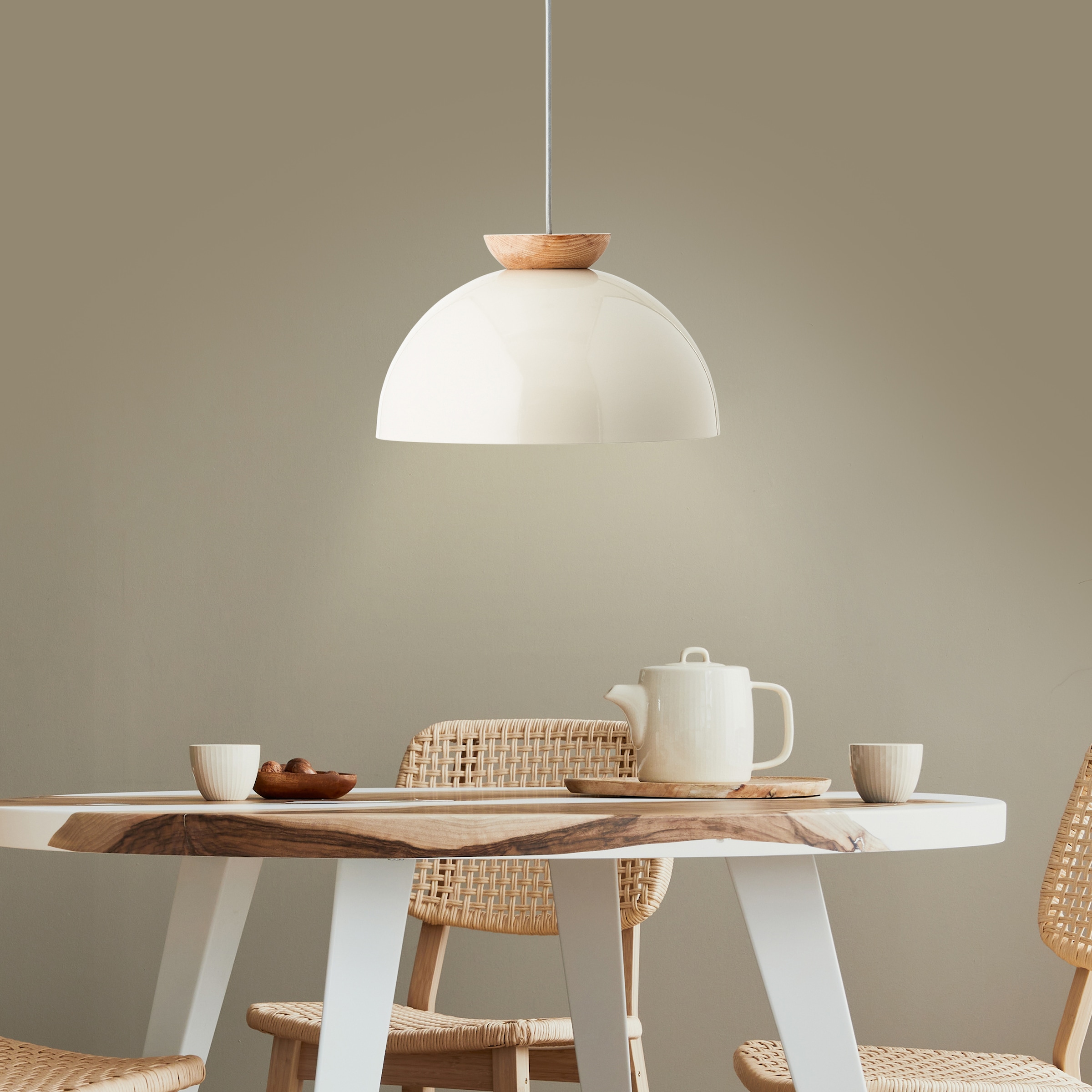 Brilliant Pendelleuchte »Nalam«, 1 flammig, Leuchtmittel E27 | ohne Leuchtmittel, 174,5 x 35 cm, 1 x E27, kürzbar, Metall/Holz, grau