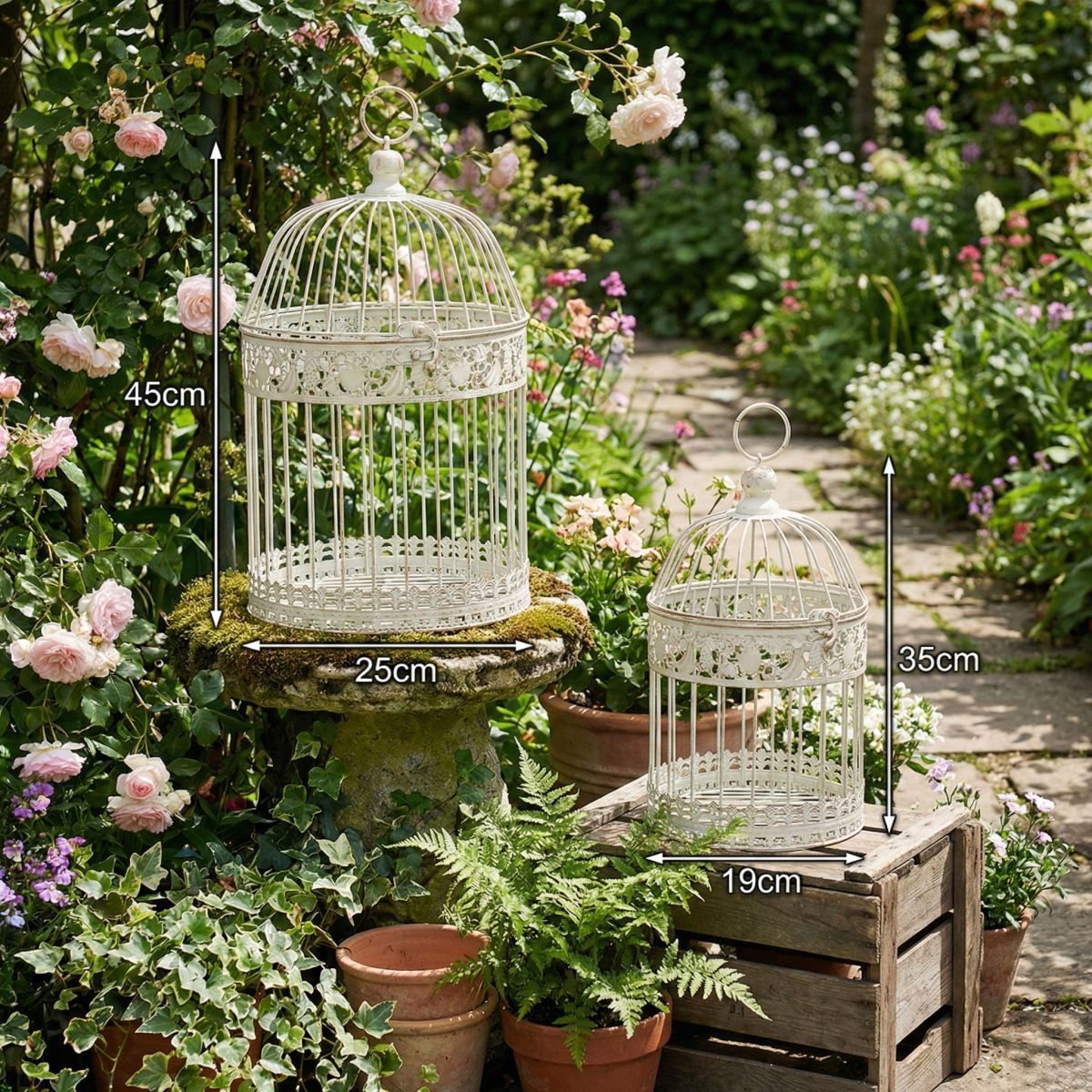 Ambiente Haus Vogelkäfig 2er Set Outdoor geeignet, aus pulverbeschichtetem Metall