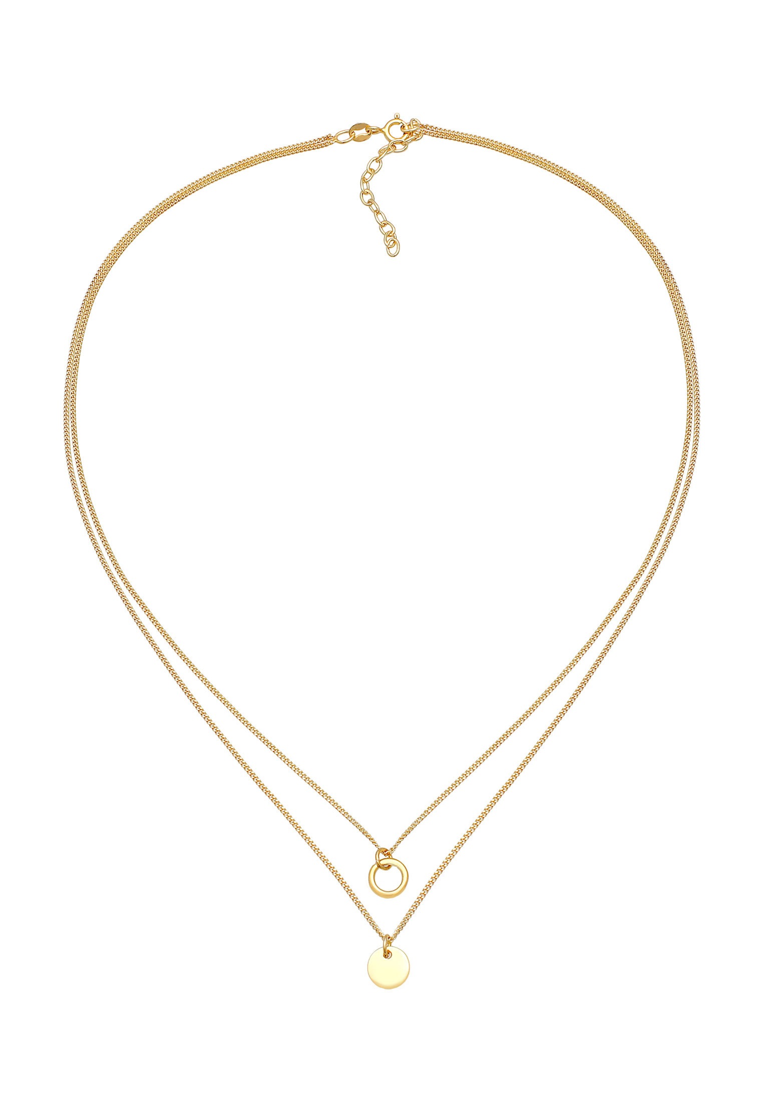 Elli Silberkette »Halskette Layering Kreise Plättchen Zweireihig 925 Silber«