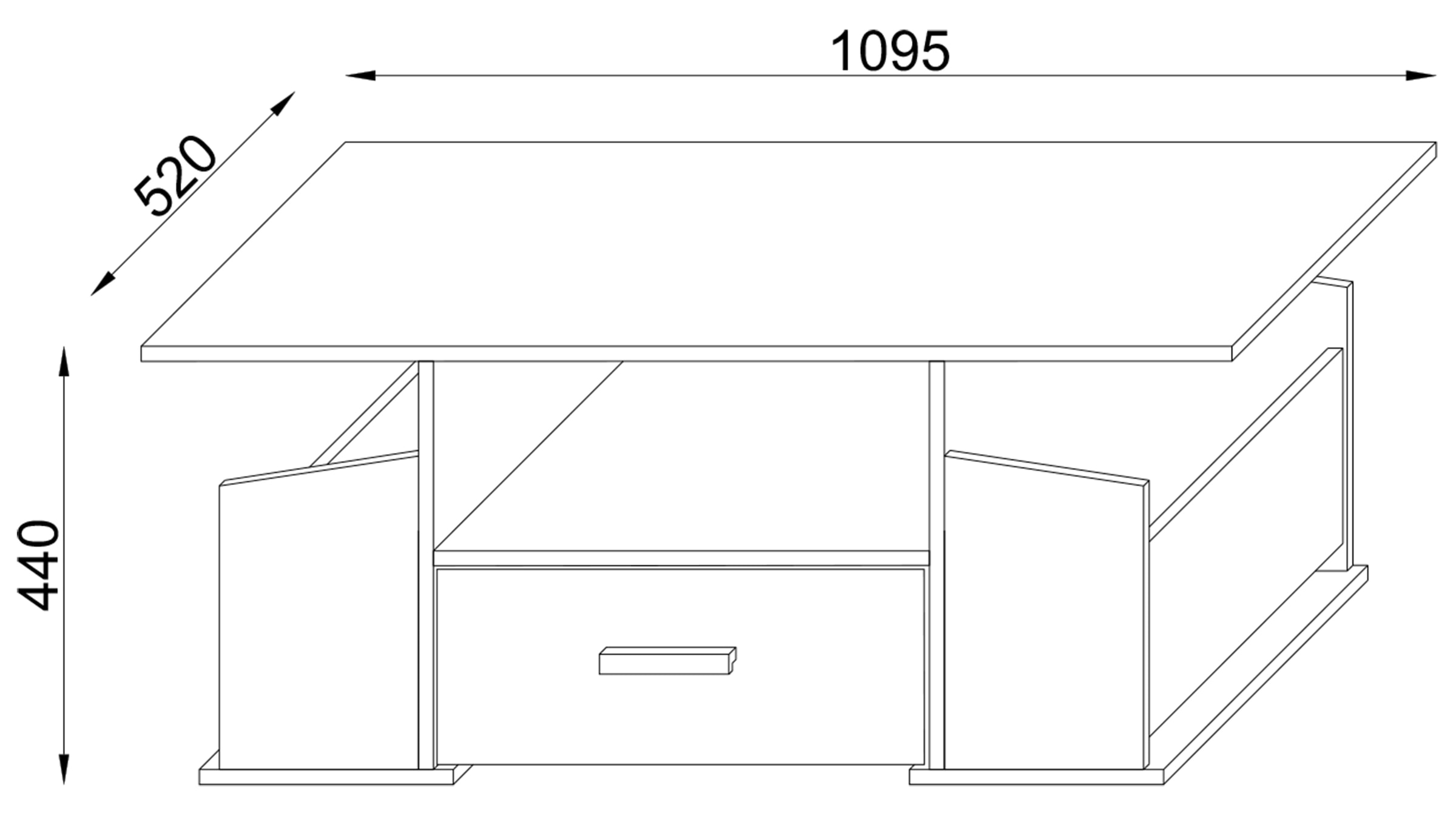 VCM Couchtisch »VCM Holz Couchtisch mit ausreichend Stauraum | Maße ca. H. 44 x B. 110 x T. 52 cm | Wohnzimmertisch mit Schublade - Junata«, (Junata)