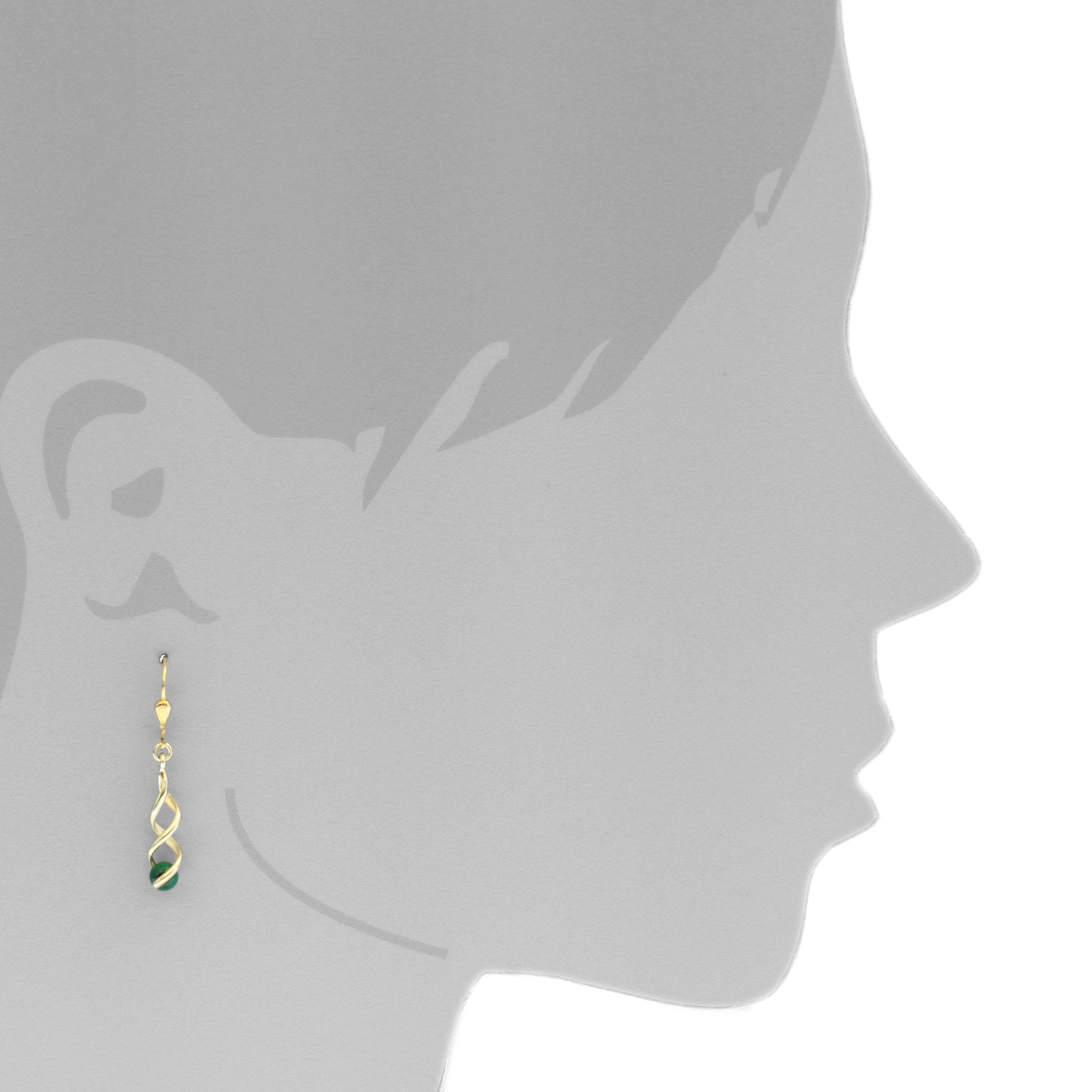 OSTSEE-SCHMUCK Paar Ohrhänger »- Lusia - Gold 333/000 - Malachit«