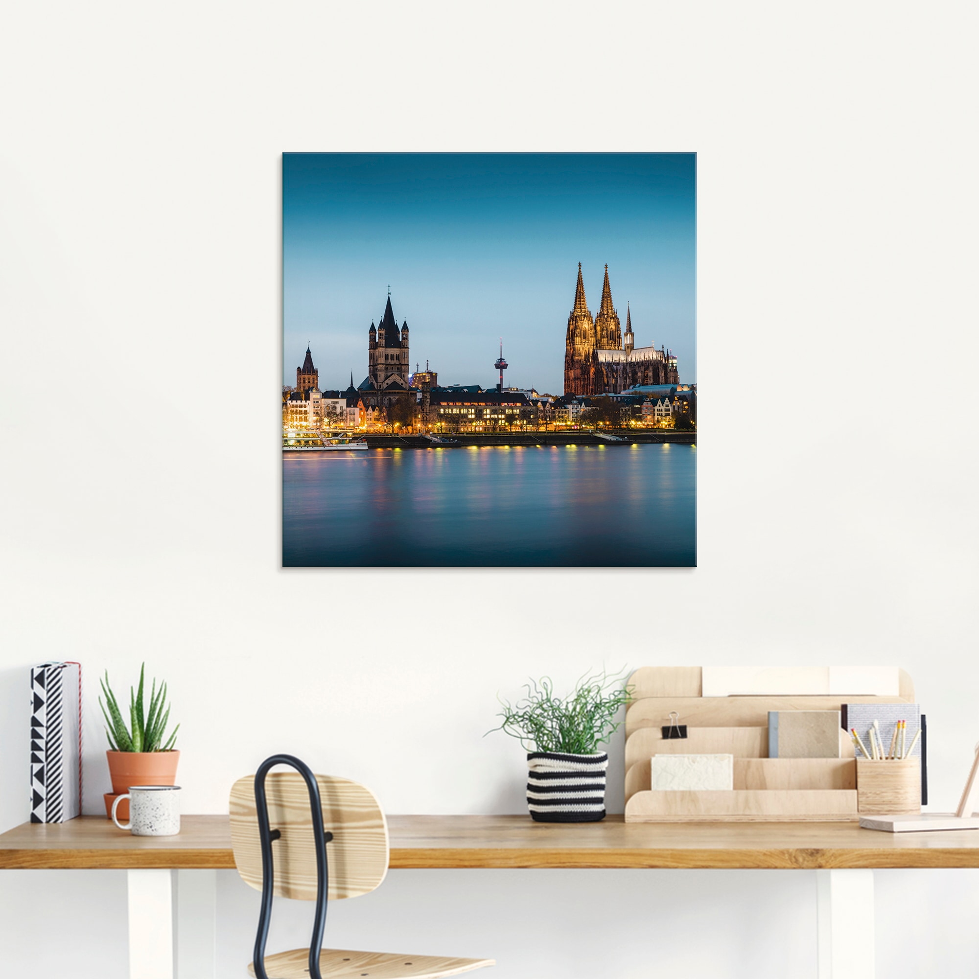 Artland Glasbild »Köln Rheinpromenade«, Deutschland, (1 St.), in verschiedenen Größen