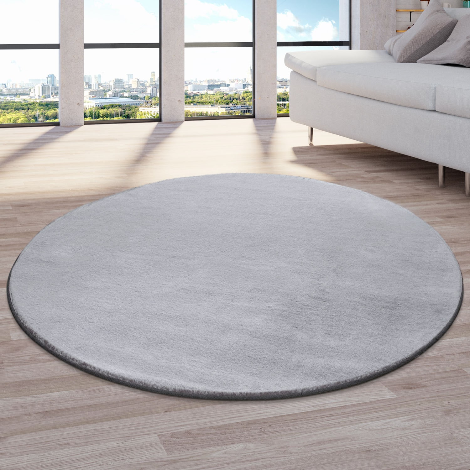 Paco Home Teppich »Tipped 870«, rund, 26 mm Höhe, besonders weich, Uni-Farben, ideal im Wohnzimmer & Schlafzimmer