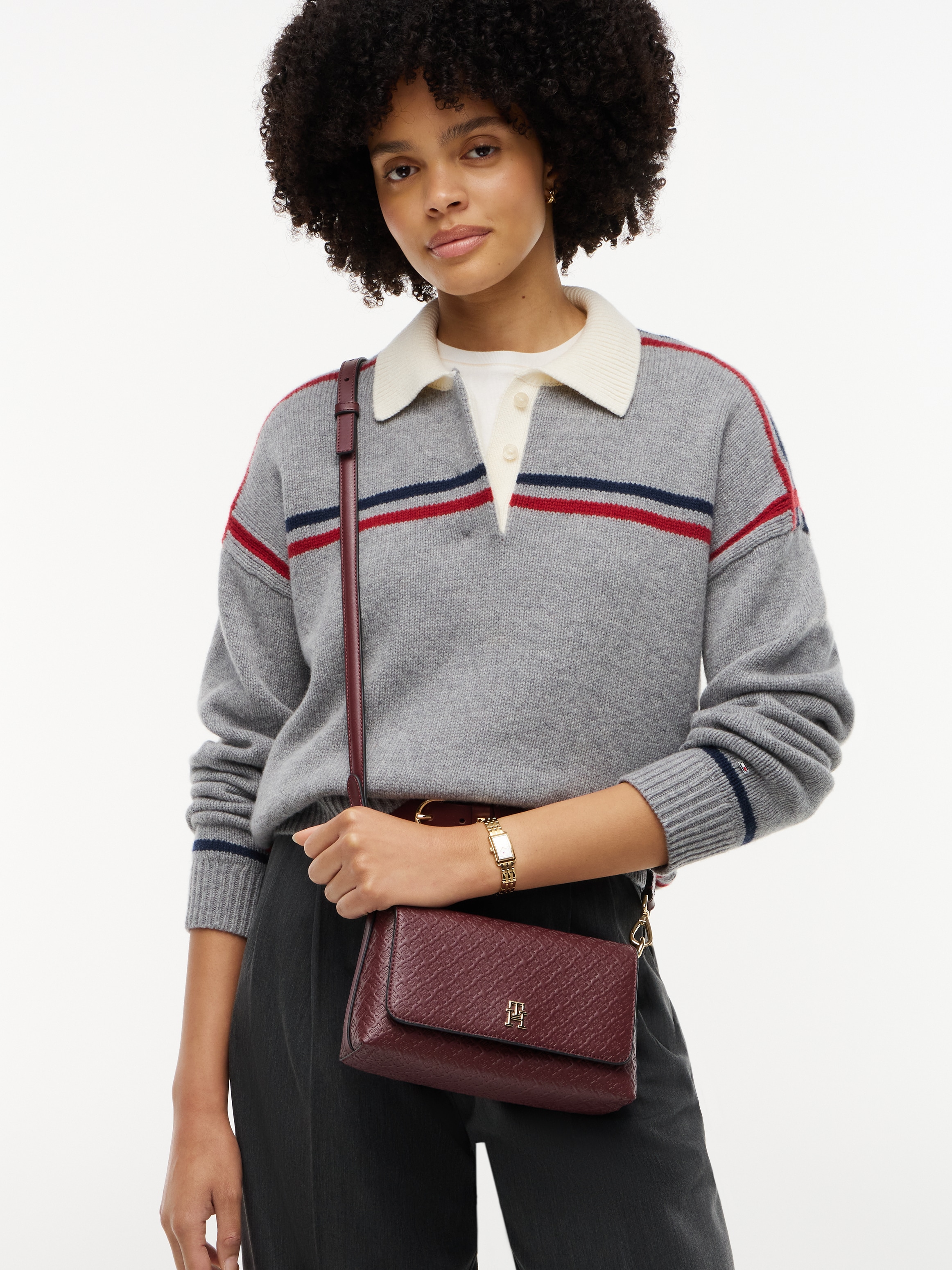Tommy Hilfiger Umhängetasche »TH ICON CONV CROSSOVER MONO« Damen Schultertasche, Handtasche, Clutch mit TH-Logoprägung