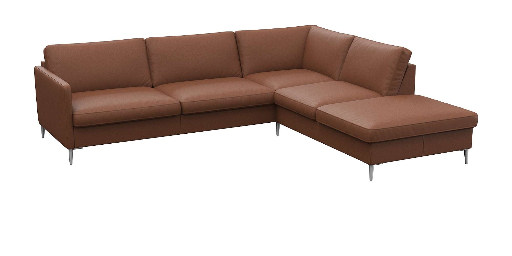FLEXLUX Ecksofa »Fiore, L-Form, bequem und komfortabel durch hochwertigem Sitzaufbau«, schmale Armlehnen, Kaltschaum, Füße Alu