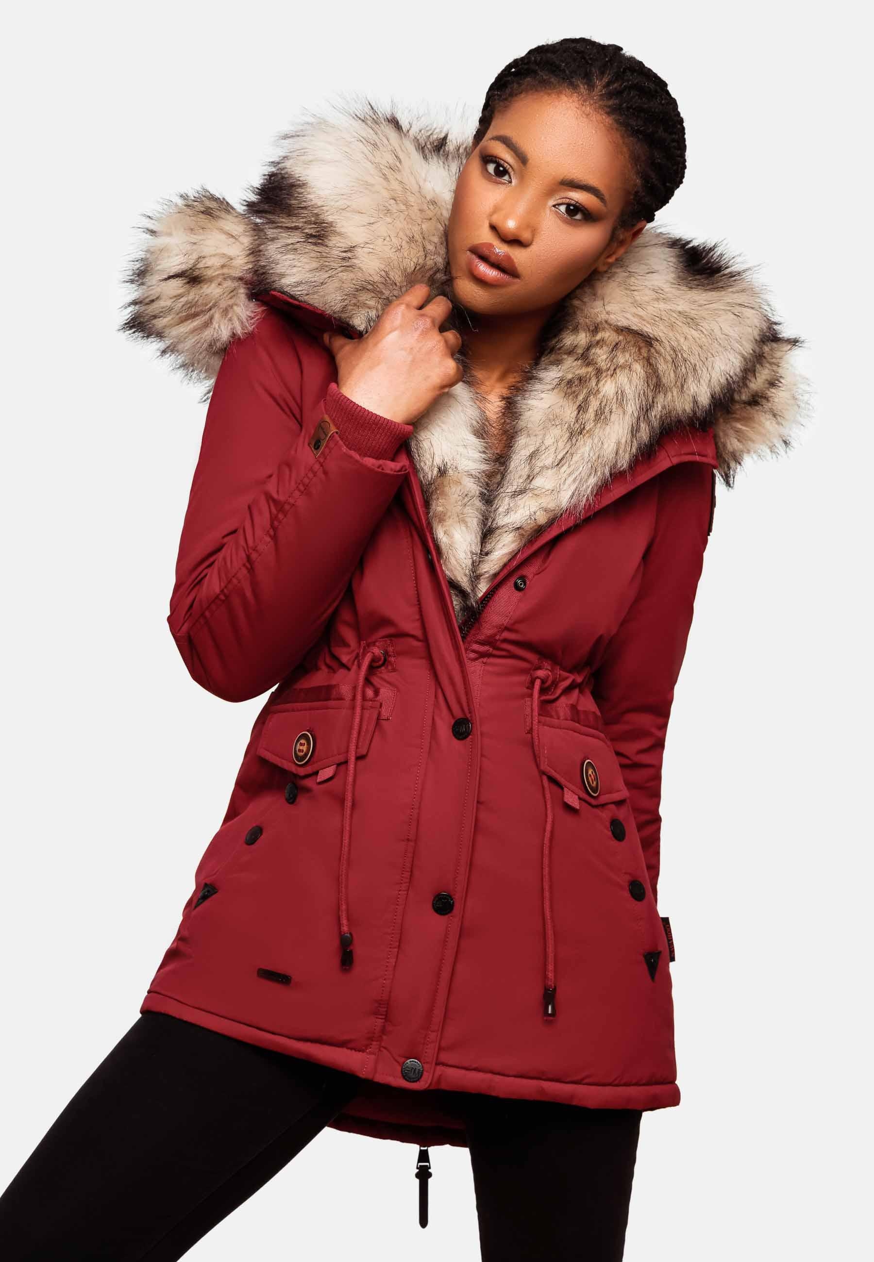 Navahoo Wintermantel »Wintermantel Sweety«, Winterparka mit 2 Kunstpelz-Kapuzen